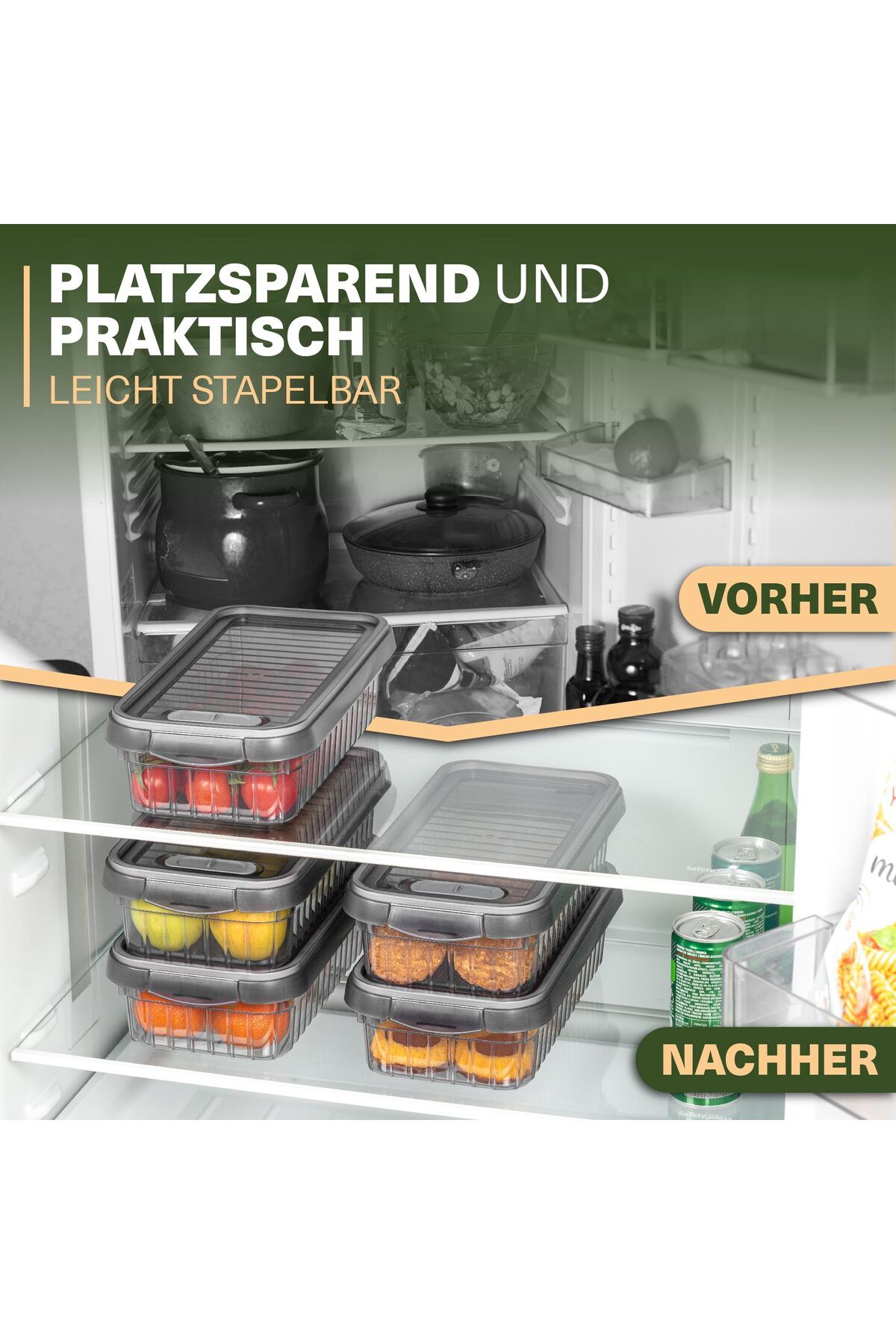 Viwares-Frischhaltedosen 3er Set, 2 L, BPA-frei, Kühlschrank-Organizer für Aufschnitt 8
