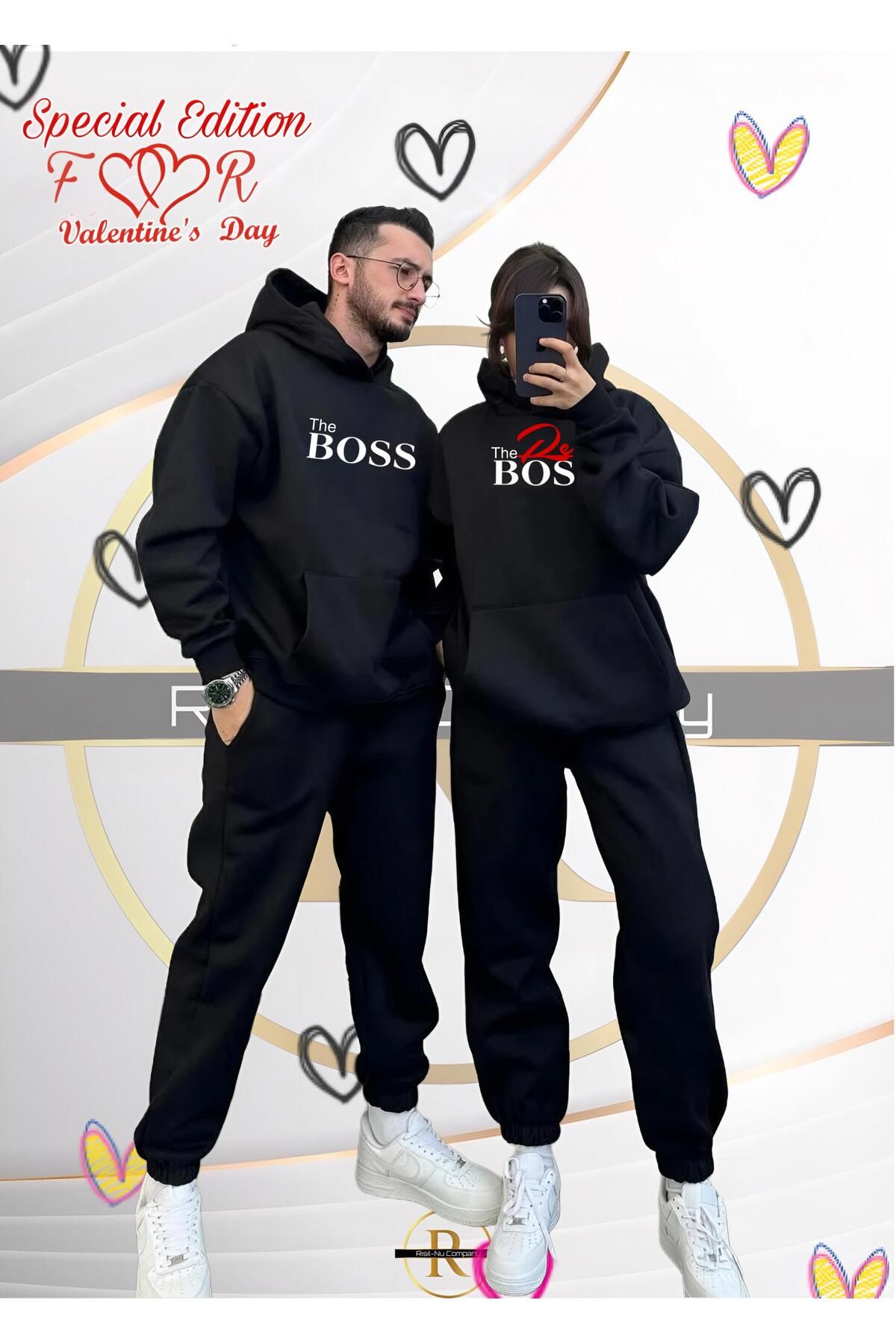 Risil-Nu Company Sevgililer Gününe Özel Çift Kombin İkili Sweatshirt Takımı