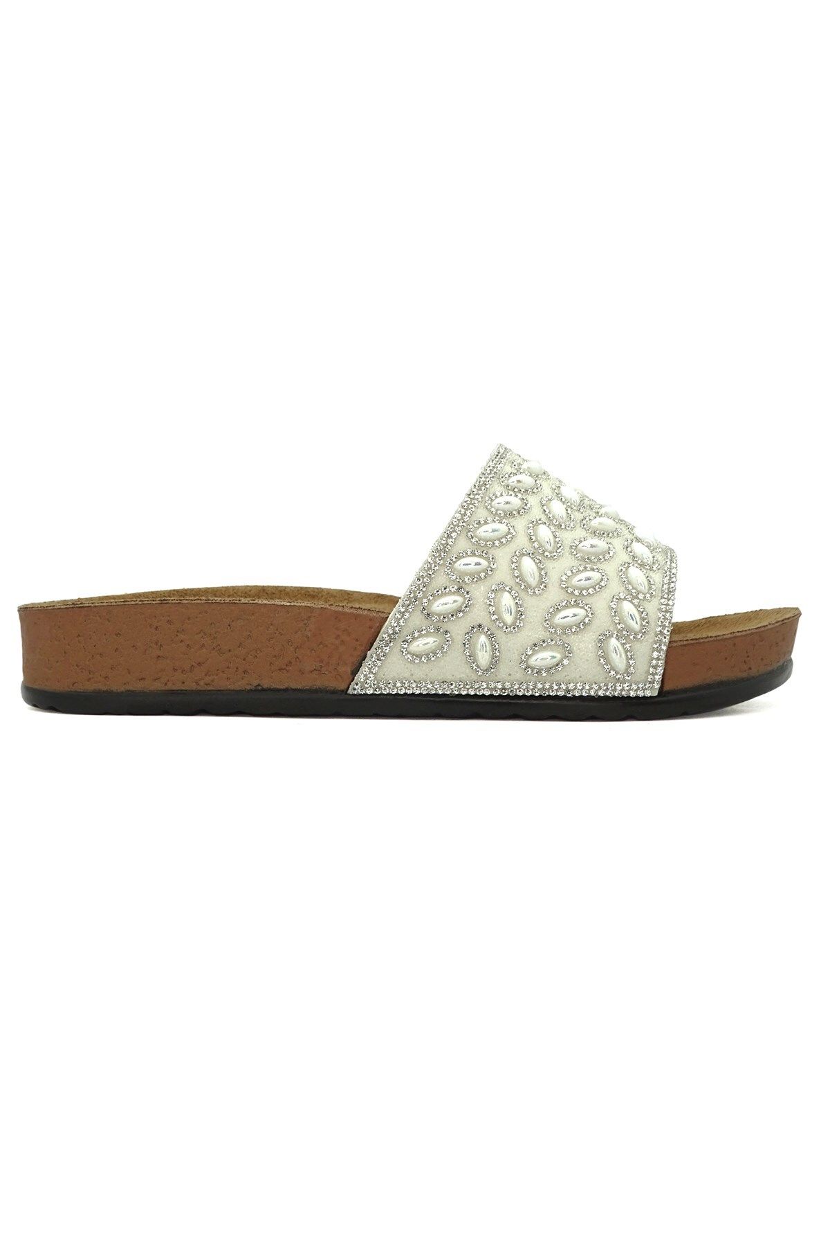 LETAO-Pienne Women's Pearl White Stone Inner Pad Extra Comfortable Dowry Bridal Casual Slippers 2