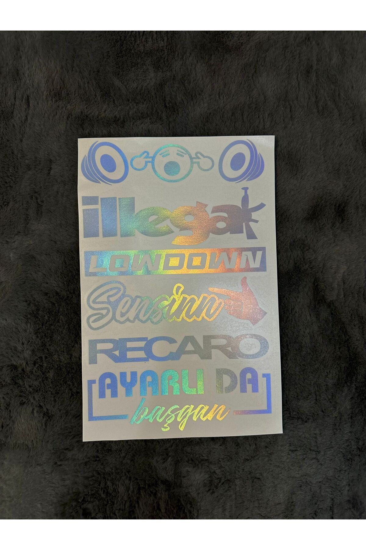 MOTTOMOR Hologram Arka Cam Yazı Etiket Sticker 6'lı Araba Kulak Tıkayan