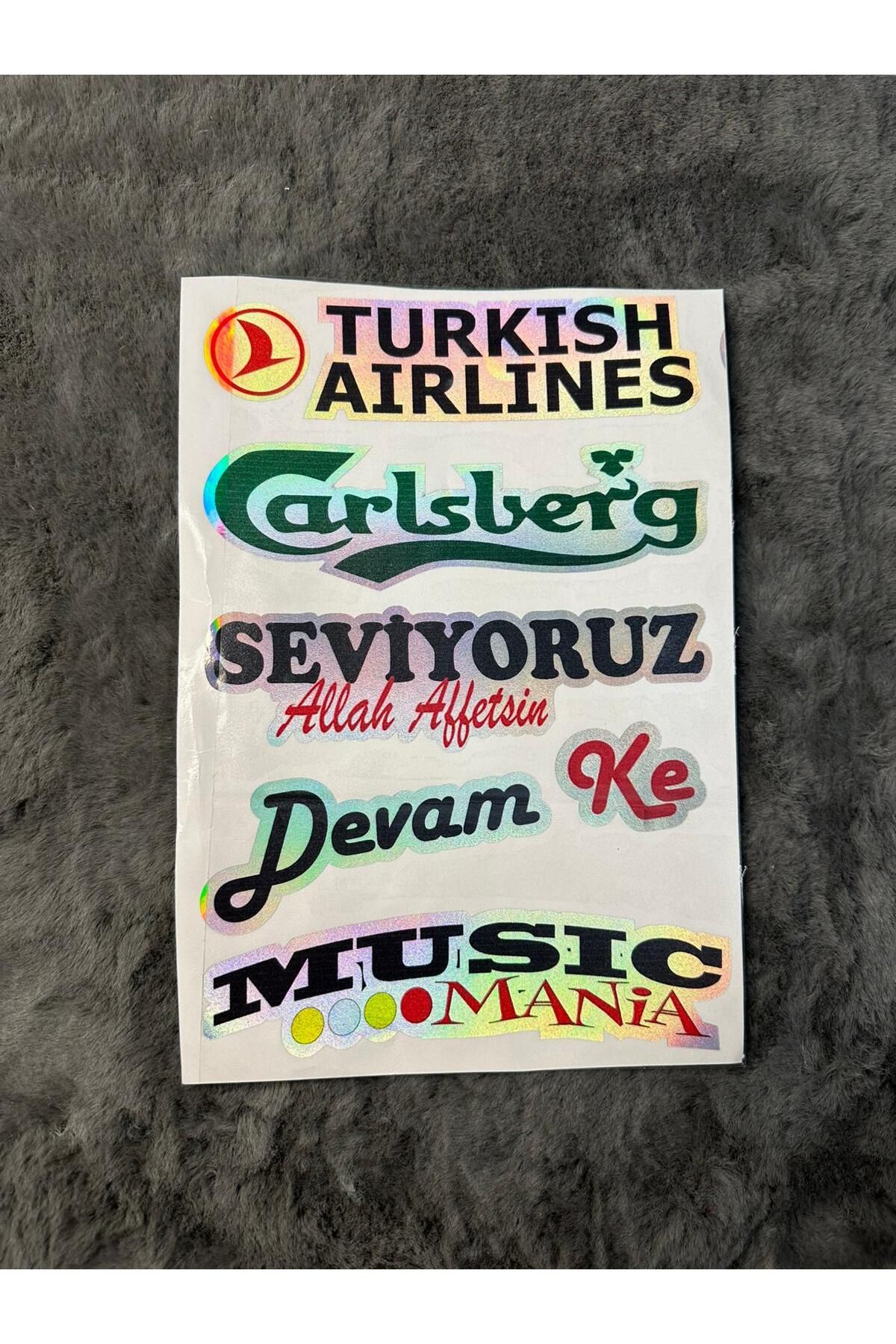 MOTTOMOR Hologram 5'li Sticker Turkish Airlines Seri Araba Oto Cam