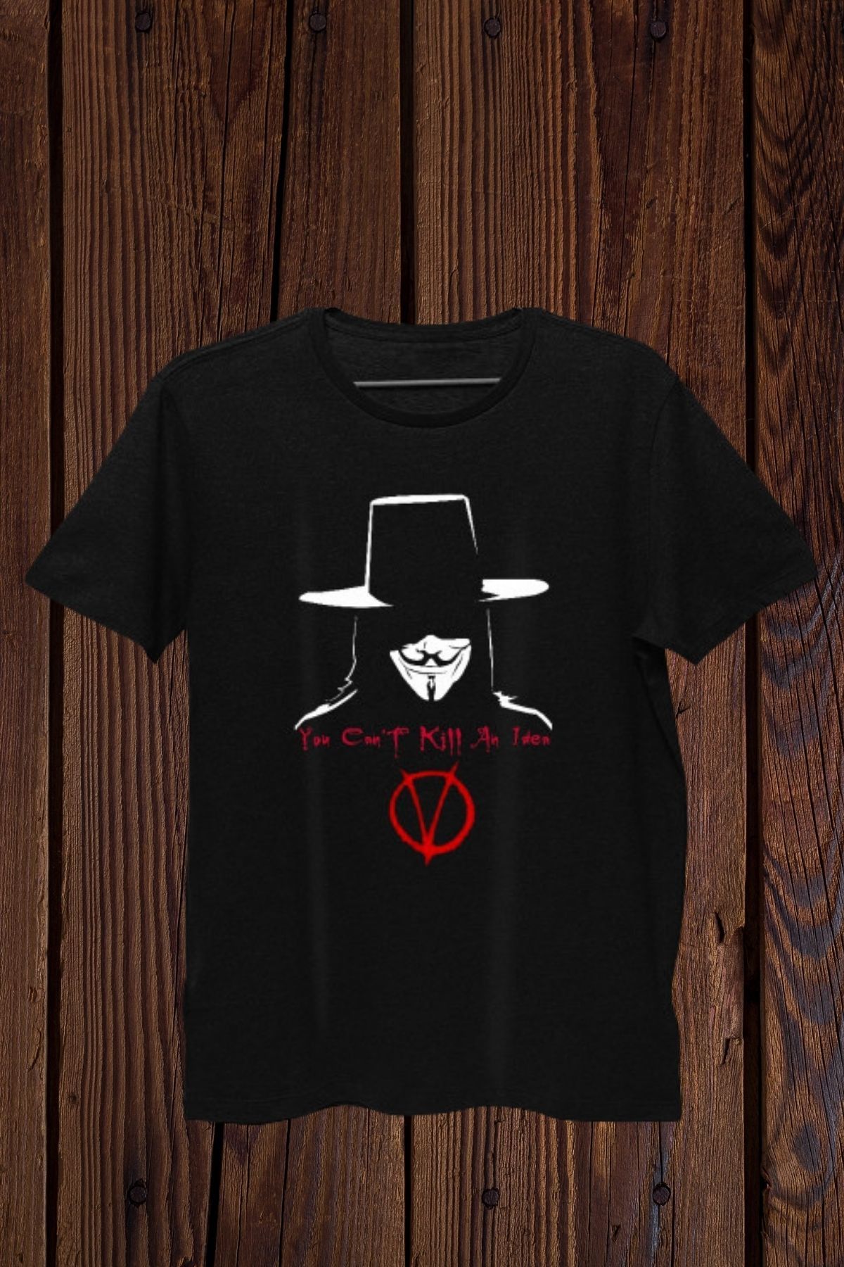 FECCY Pamuklu V for Vendetta Baskılı Oversize T-shirt