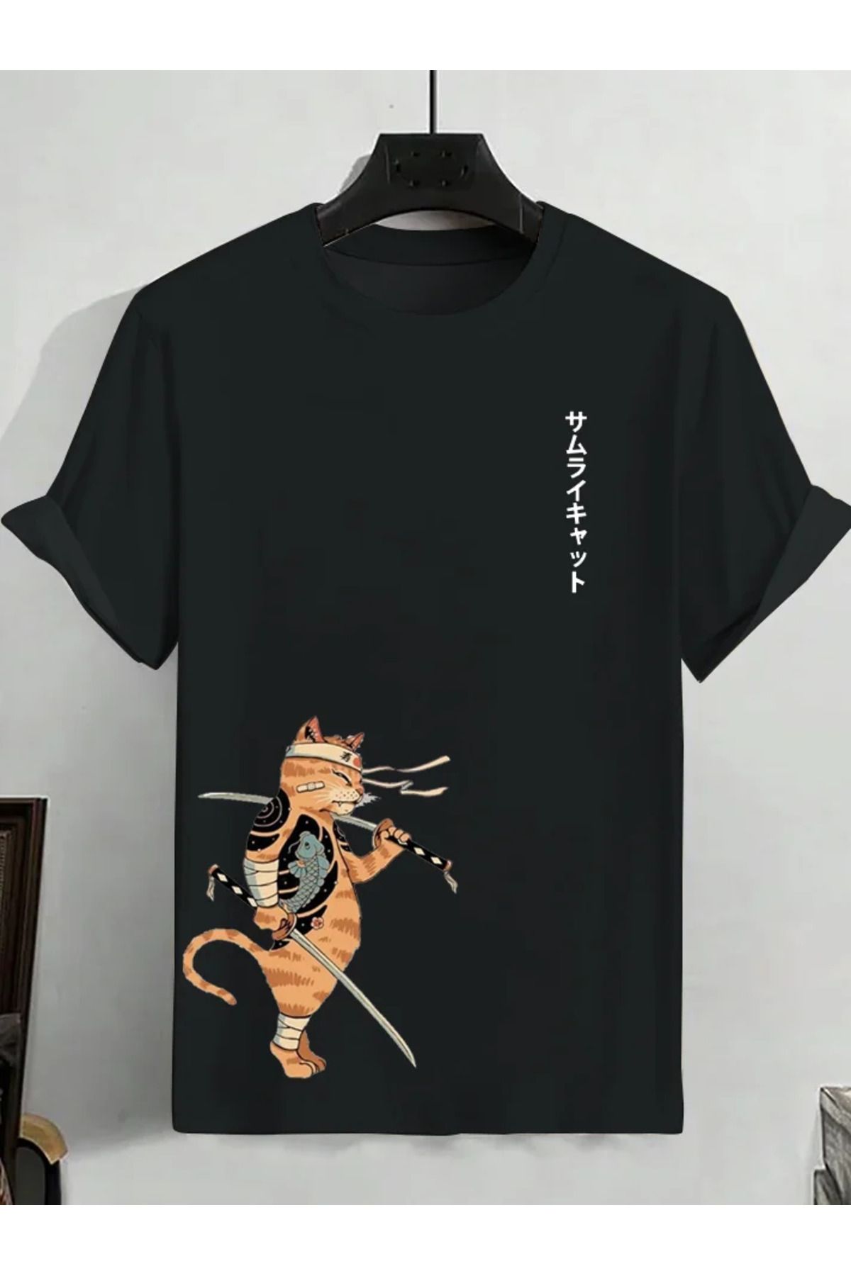 aynewmoda Ninja Kedi Baskılı unisex t-shirt