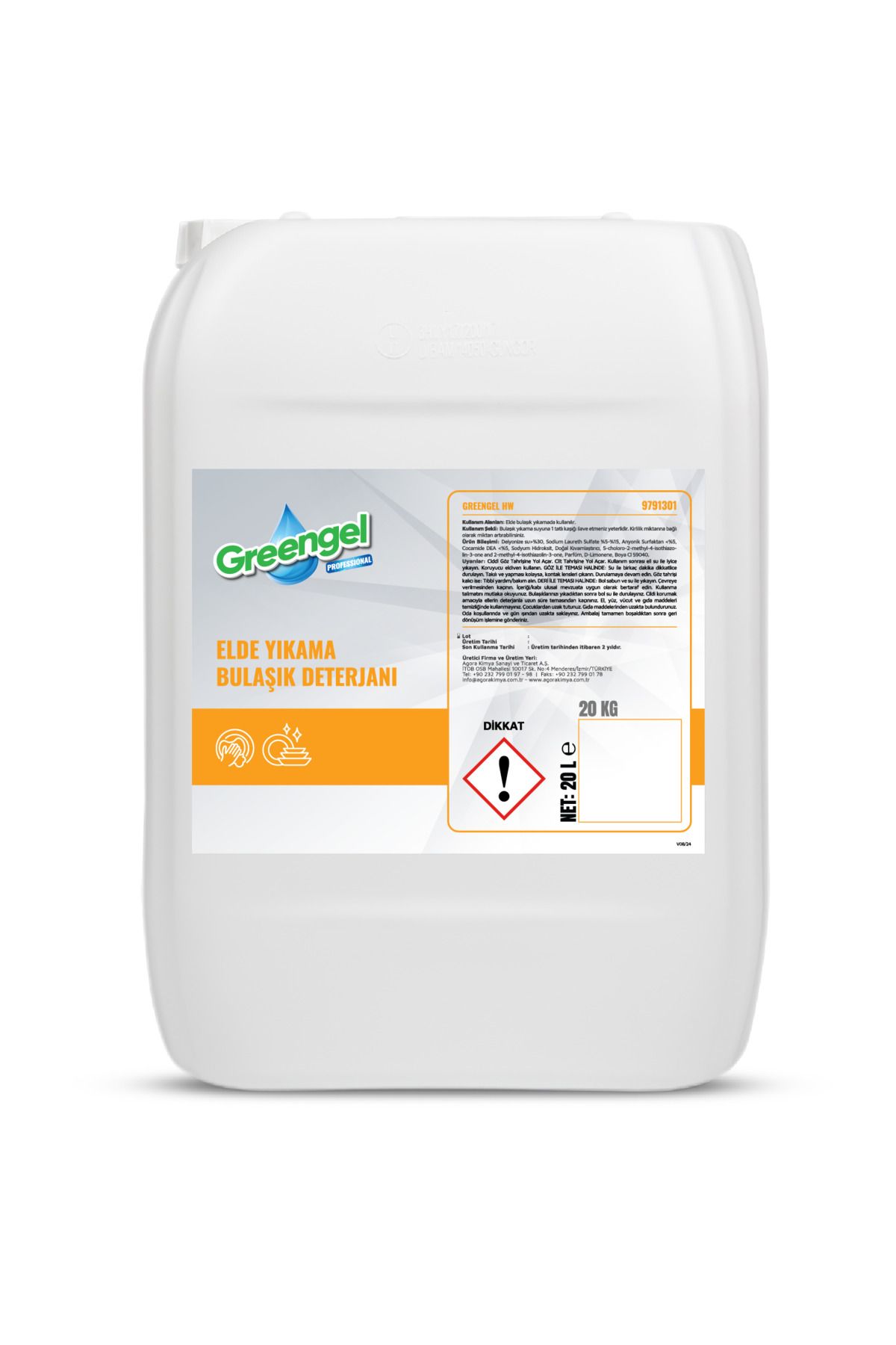 greengel HW Elde Yıkama Bulaşık Deterjanı 20L