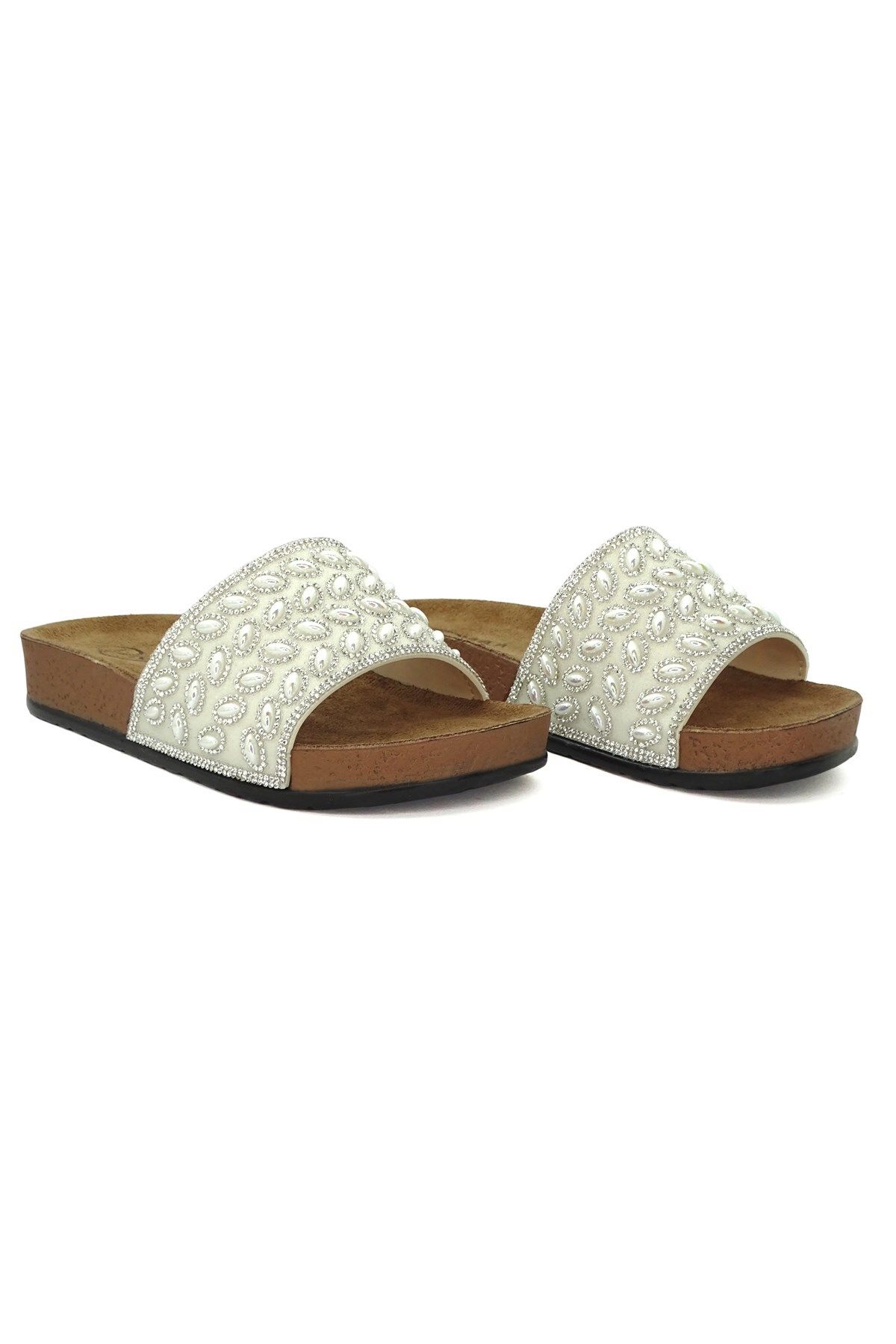 LETAO-Pienne Women's Pearl White Stone Inner Pad Extra Comfortable Dowry Bridal Casual Slippers 5