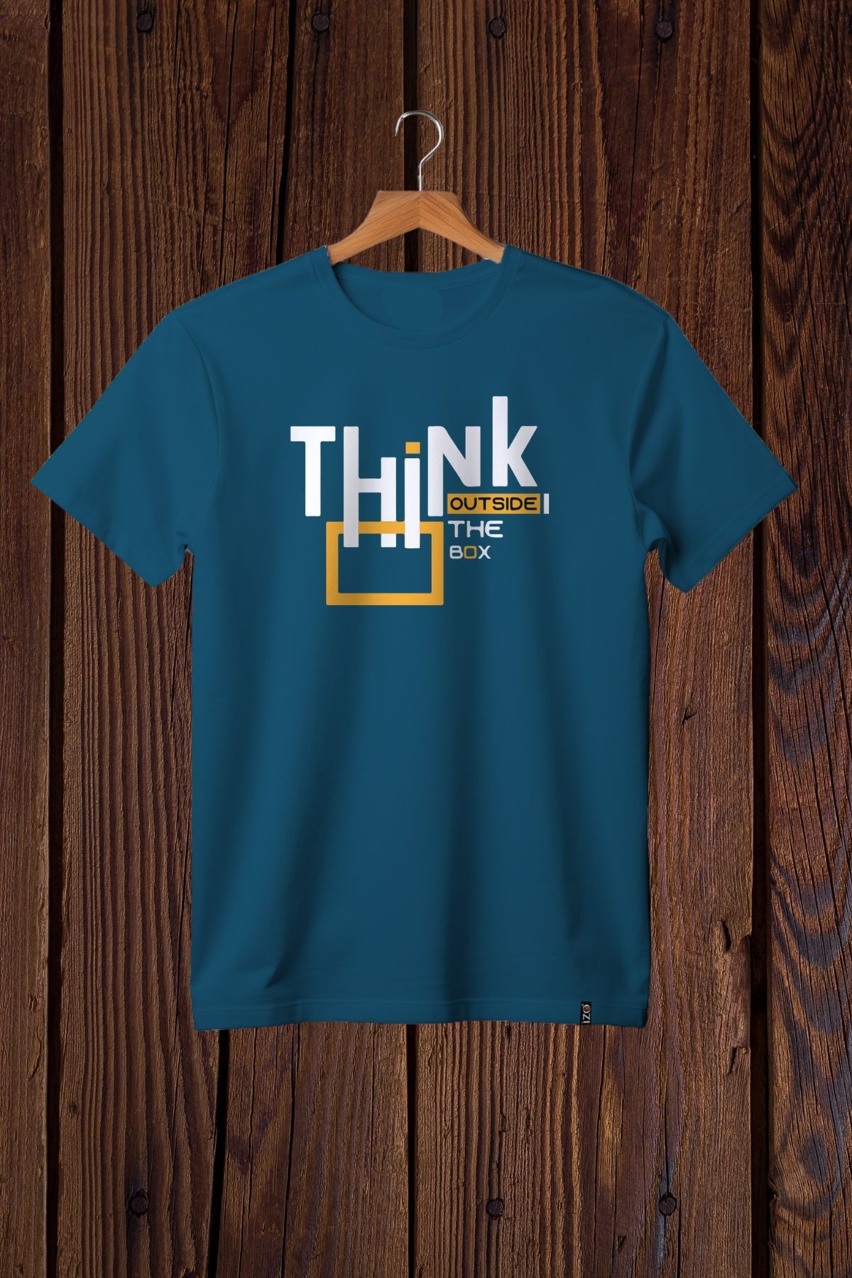 FECCY Pamuklu Think Outside Mavi Oversize T-shirt