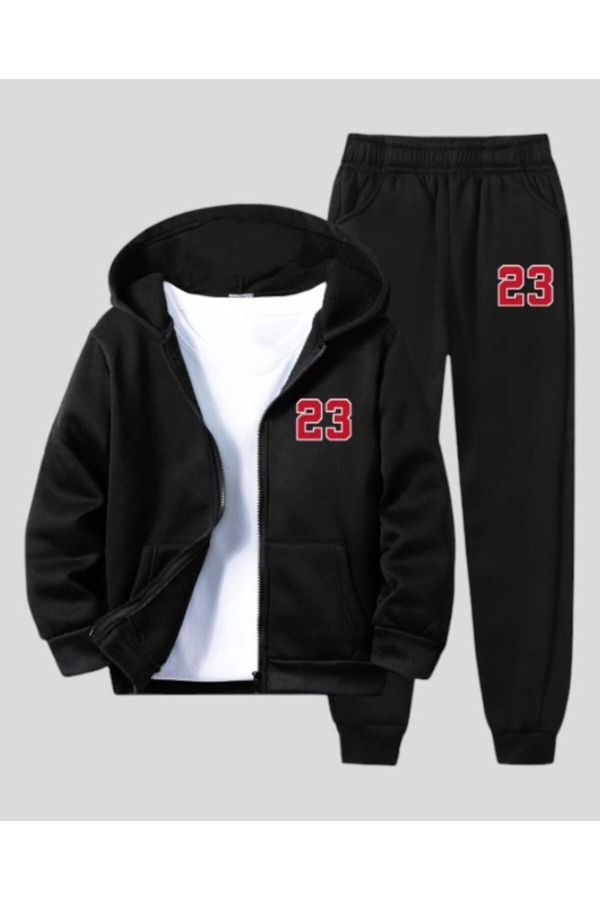 han elegant Σετ παιδικής φόρμας 2 τεμαχίων Unisex 23 Text Printed με φερμουάρ & κουκούλα
