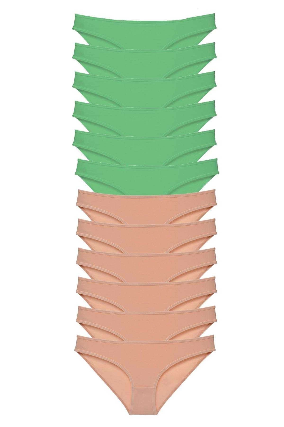 Royaleks 12 adet Süper Eko Set Likralı Kadın Slip Külot Yeşil Ten