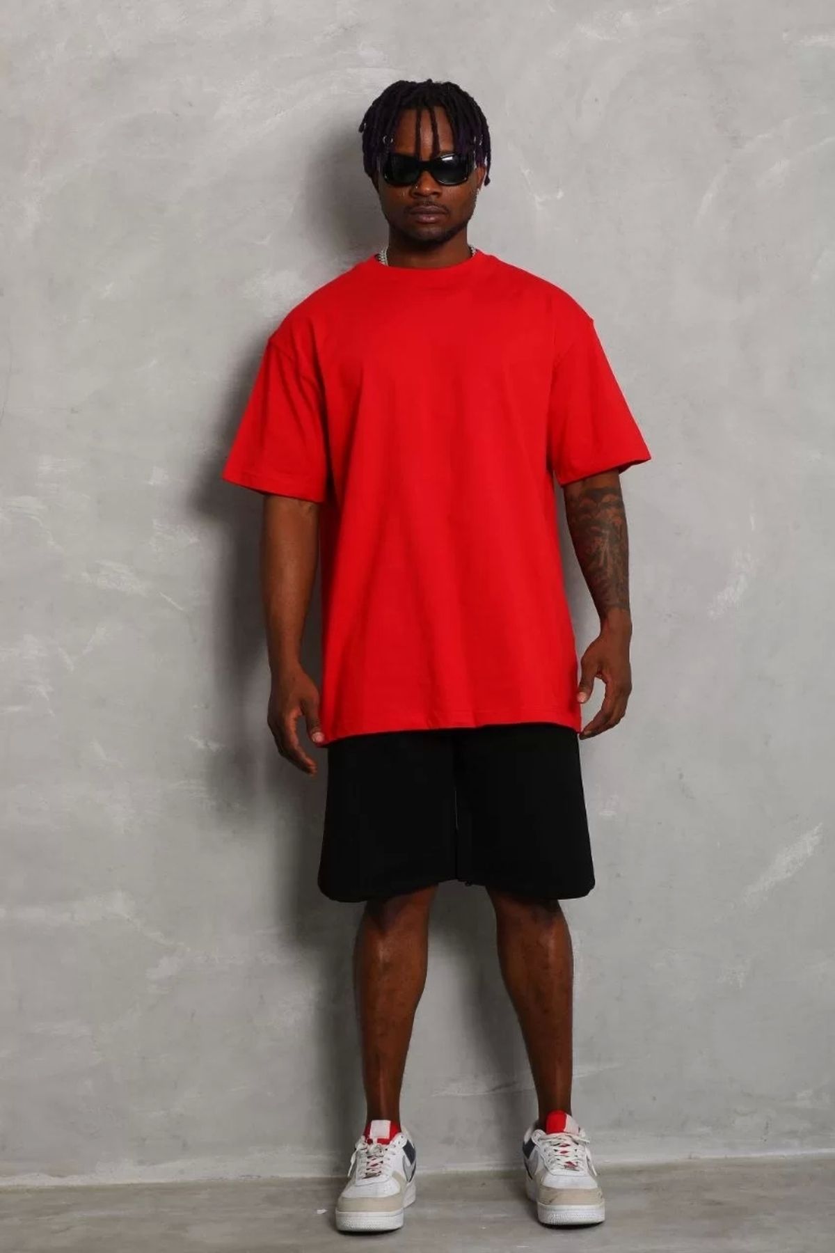 CVS Unisex Oversize Düz Bisiklet Yaka T-Shirt - Kırmızı