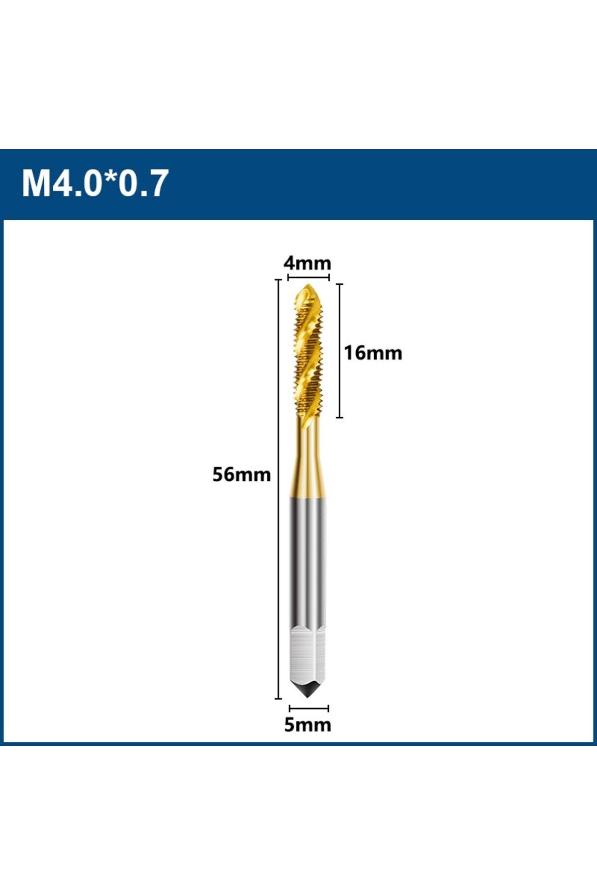 Choice-1pc M4x0.7 1pc Hss Screw Machine Tap Titanium Coated Spiral Flute Metric Thread Tap M2 M2.5 M3 M3.5 1