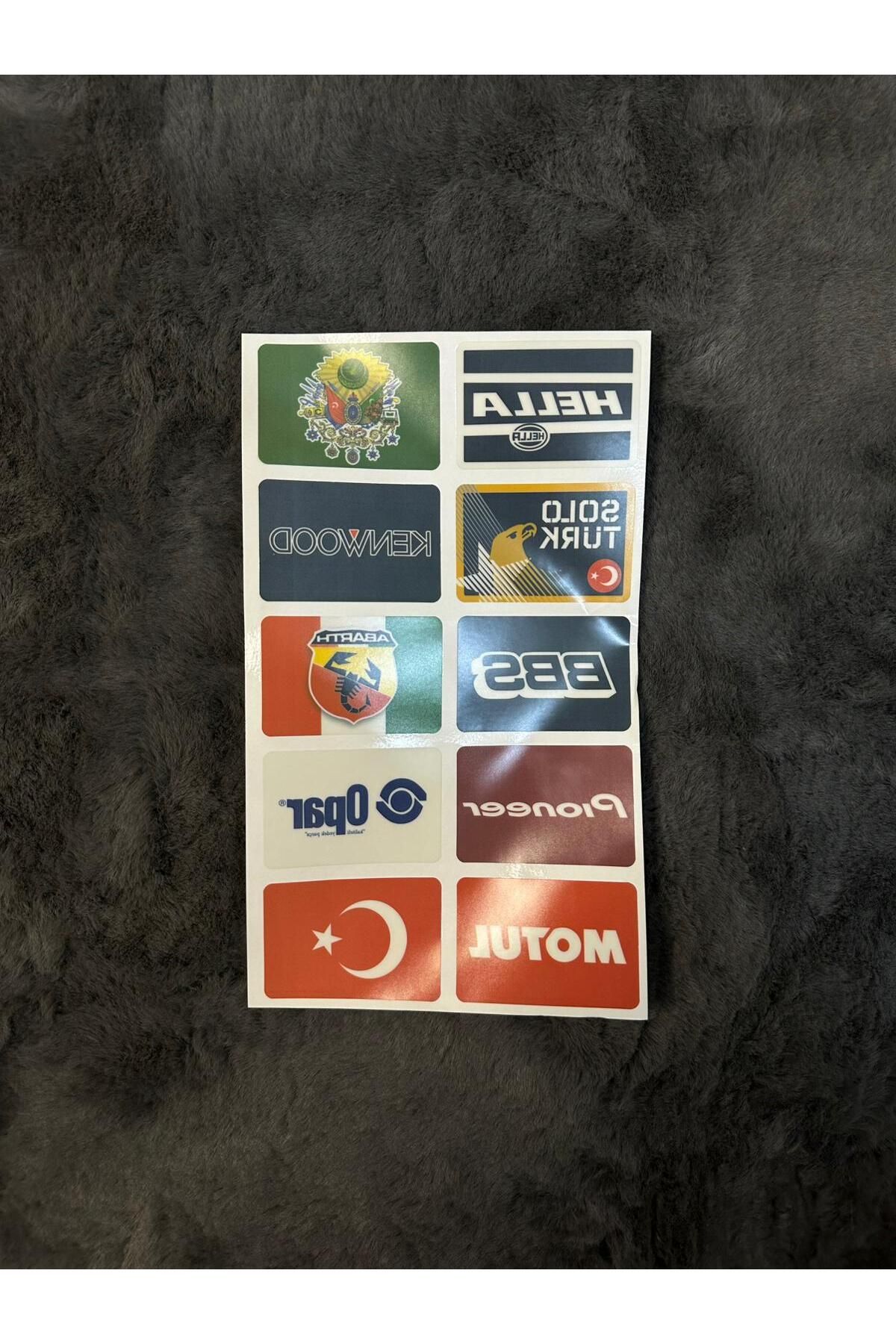 MOTTOMOR Ön Cam Pulu Sticker Set 10'lu Osmanlı SoloTürk Dikdörtgen Seri