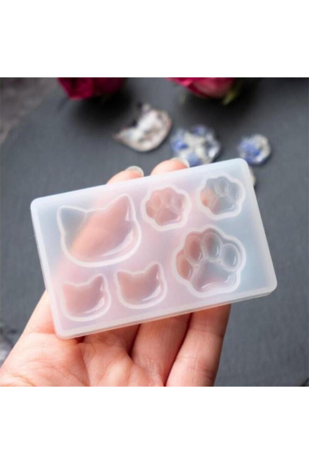 Choice-Small Cat Claw Crystal Epoxy Resin DIY Silicone Mold Cat Face Cat Claw Keychain Jewelry Pendant Mold 6