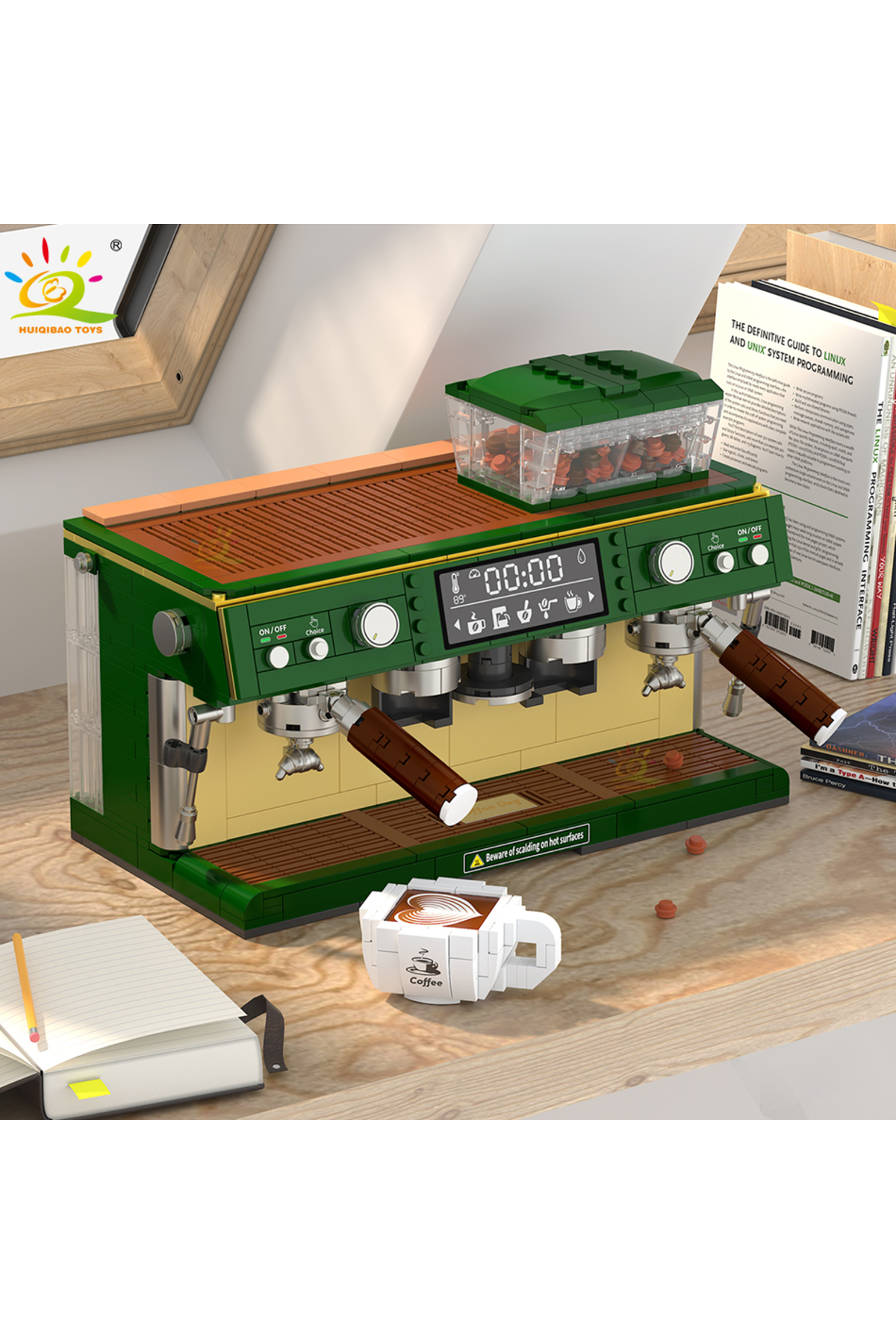 بدون جعبه HUIQIBAO ۹۲۸ تکه MOC دستگاه قهوه مدل بلوکهای ساختمانی میکرو شهر الماس دوستانه