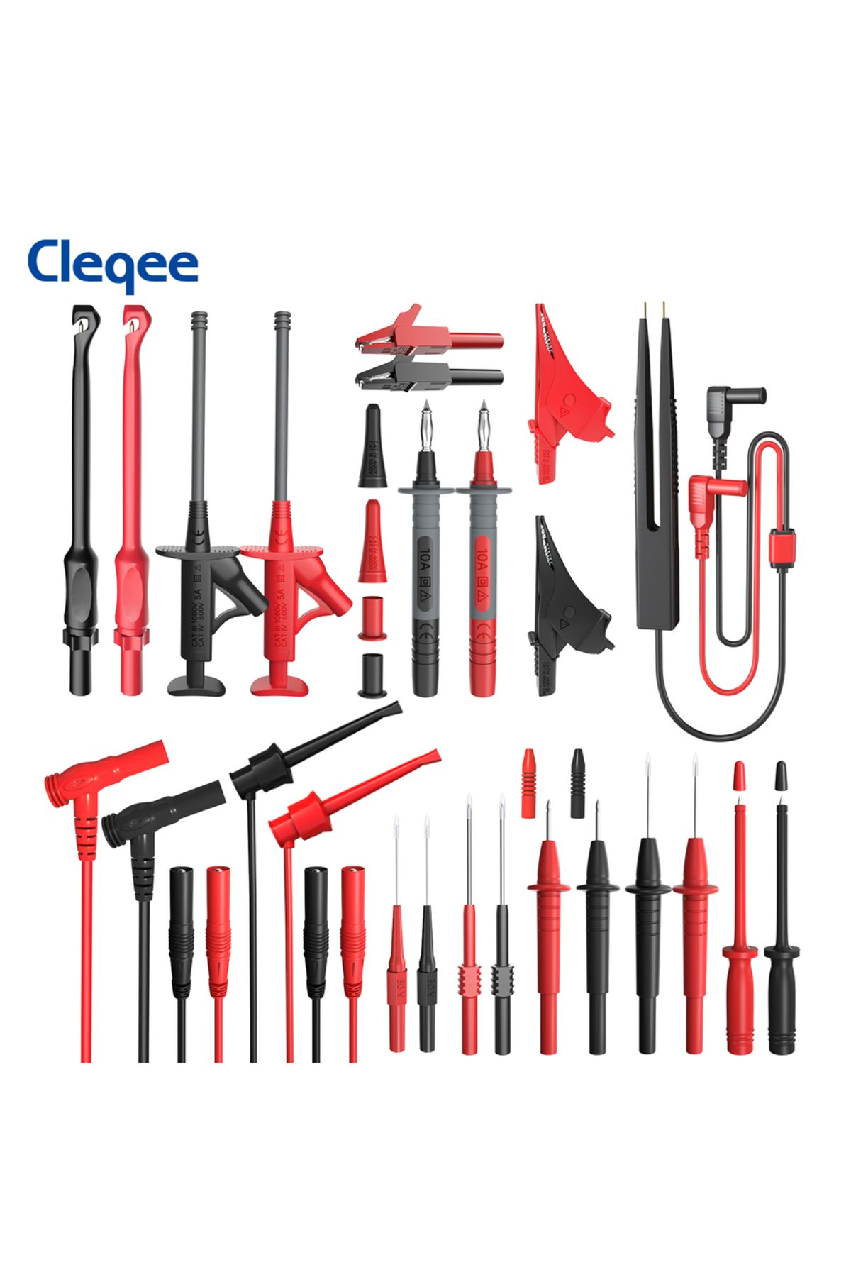 CLEQEE-مجموعة أسلاك اختبار مقياس متعدد من السيليكون P1925 مجموعة مجسات اختبار مشابك التمساح خطاف اختبار سريع... 7