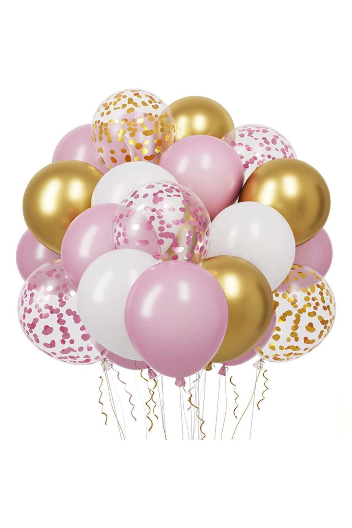 Choice-Other Green White Gold 20 Pcs 12 Inch Balloons Kit Gold Confetti Balloons With Ribbons for Birthday 6