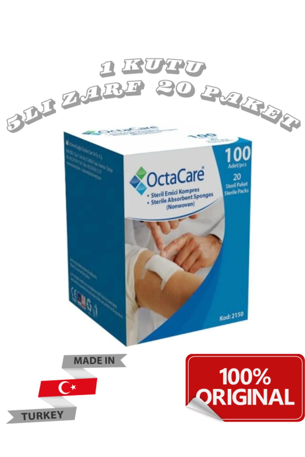 Octacare Steril Emici Kompres Gazlı Bez 7,5x7,5cm 100 Adet