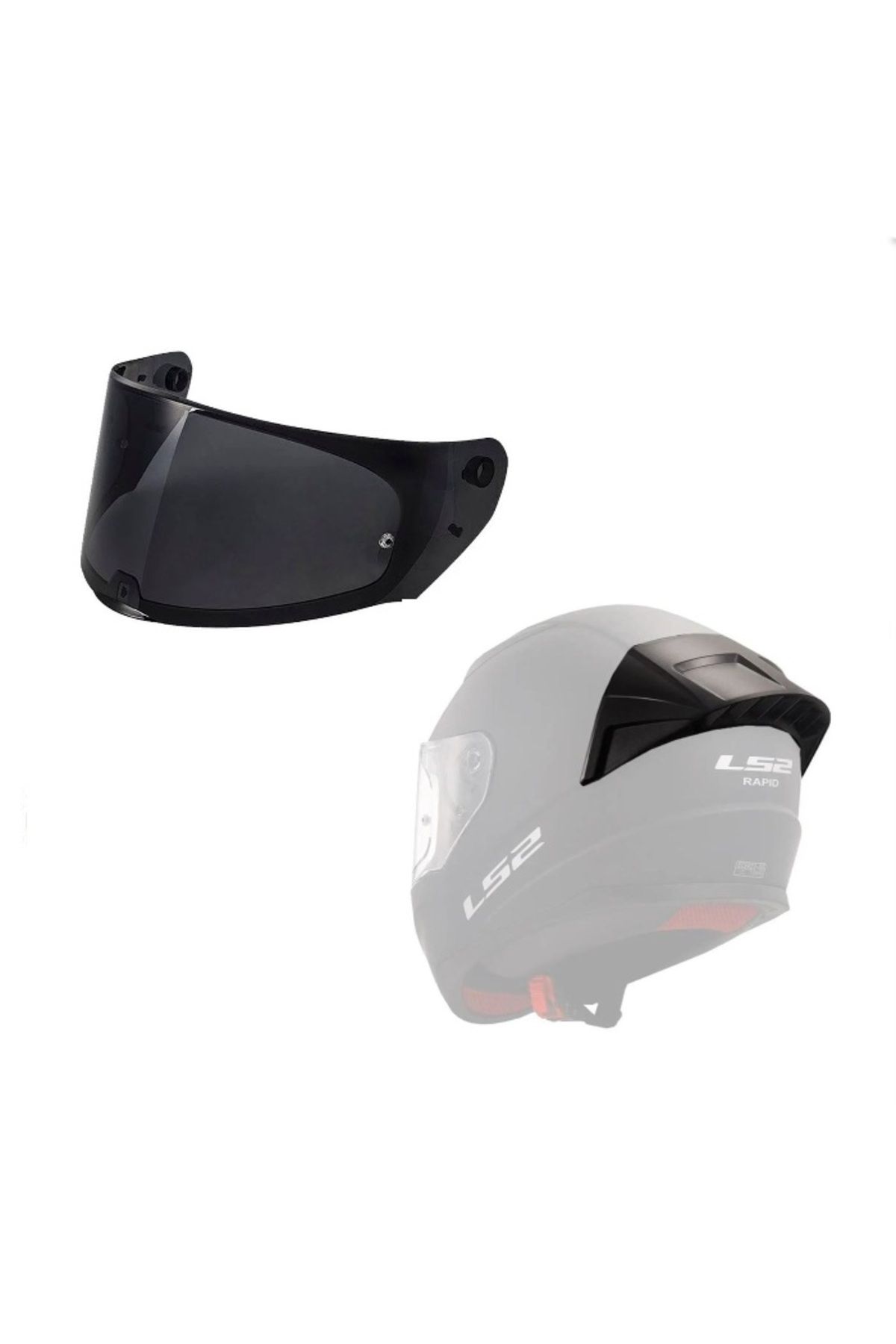 LS2 RAPID 2 SİYAH VİZÖR KASK CAMI + SPOILER