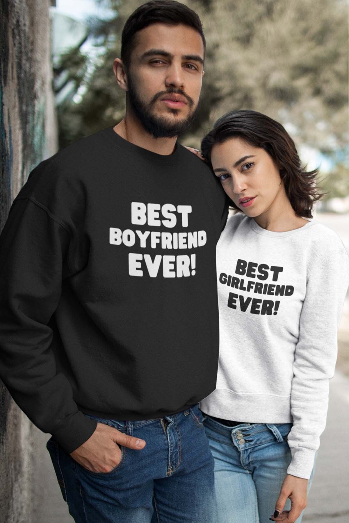 qoeuyl boutique Best Girlfriend - Boyfriend Ever Sevgili Çift Kombin Sevgililer Günü Hediye Baskılı Sweatshirt