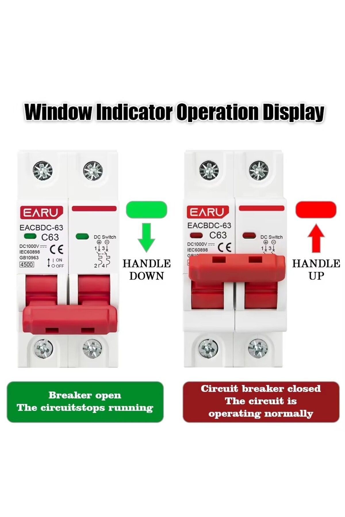 EARUELETRIC-2p 63a 2p Dc 1000v Mcb Solar Mini Circuit Breaker Overload Protection Switch 6a 10a 16a 20a 25a 32a 3