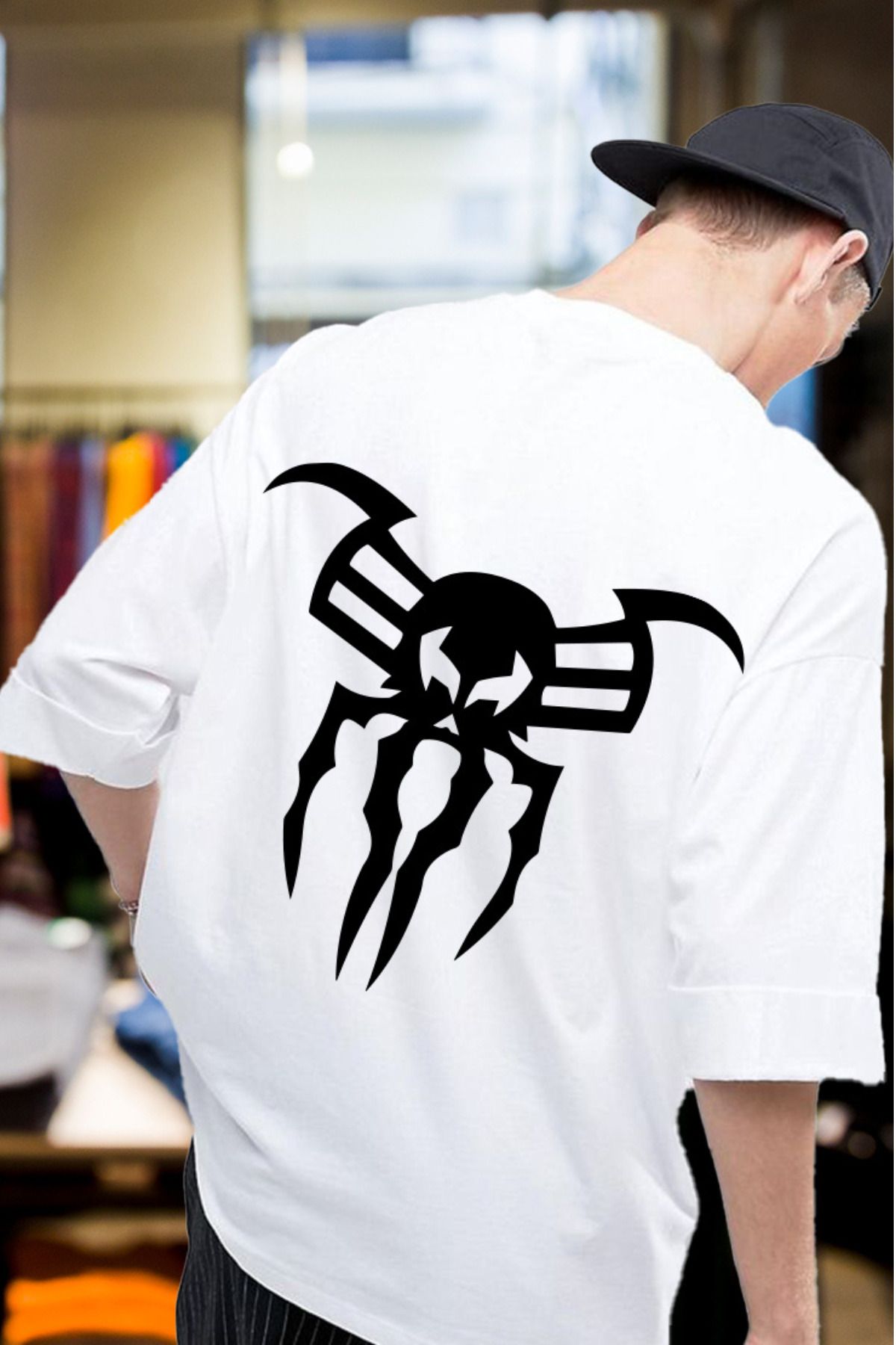 FECCY Pamuklu Venom Baskılı Oversize T-shirt