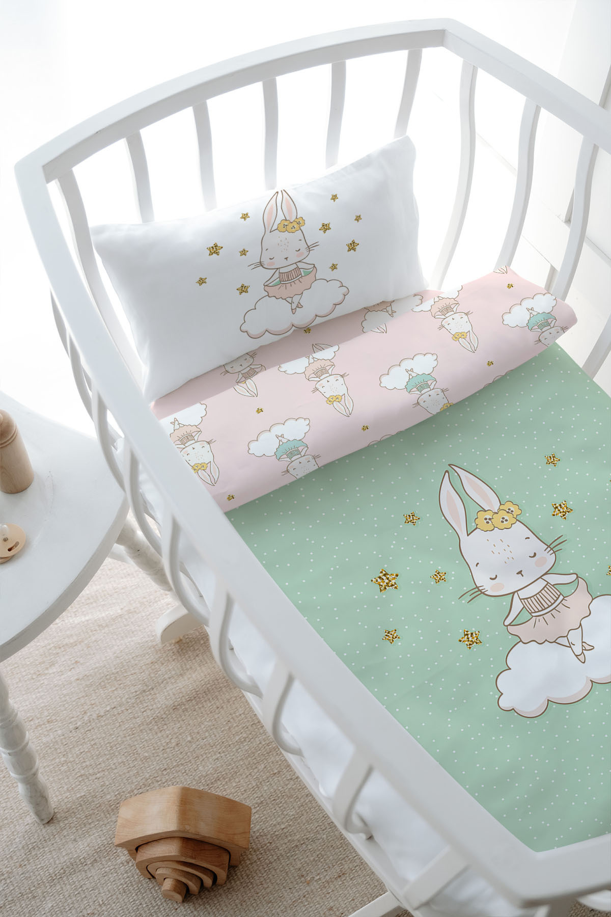 Tuğba Kuğu Park Yatak Nevresim Seti (80x120) - For Baby Serisi - Balerin Tavşan fotoğrafı 4 (önizleme)