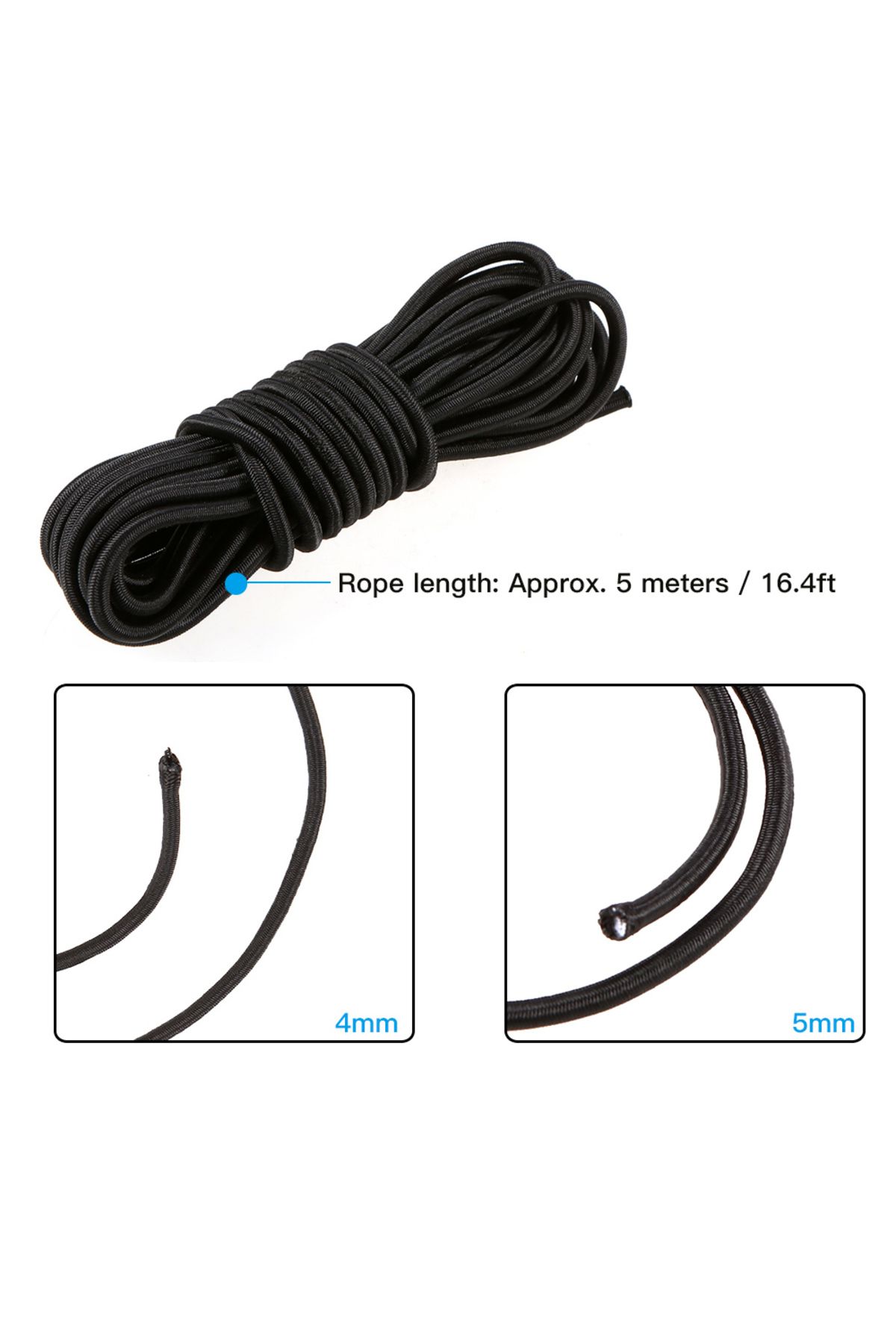 Choice-5 Meters 4mm / 5mm Kayak Boat Elastic Bungee Cord Rope Create Paddle Holders Add Deck Rigging Sec... 6