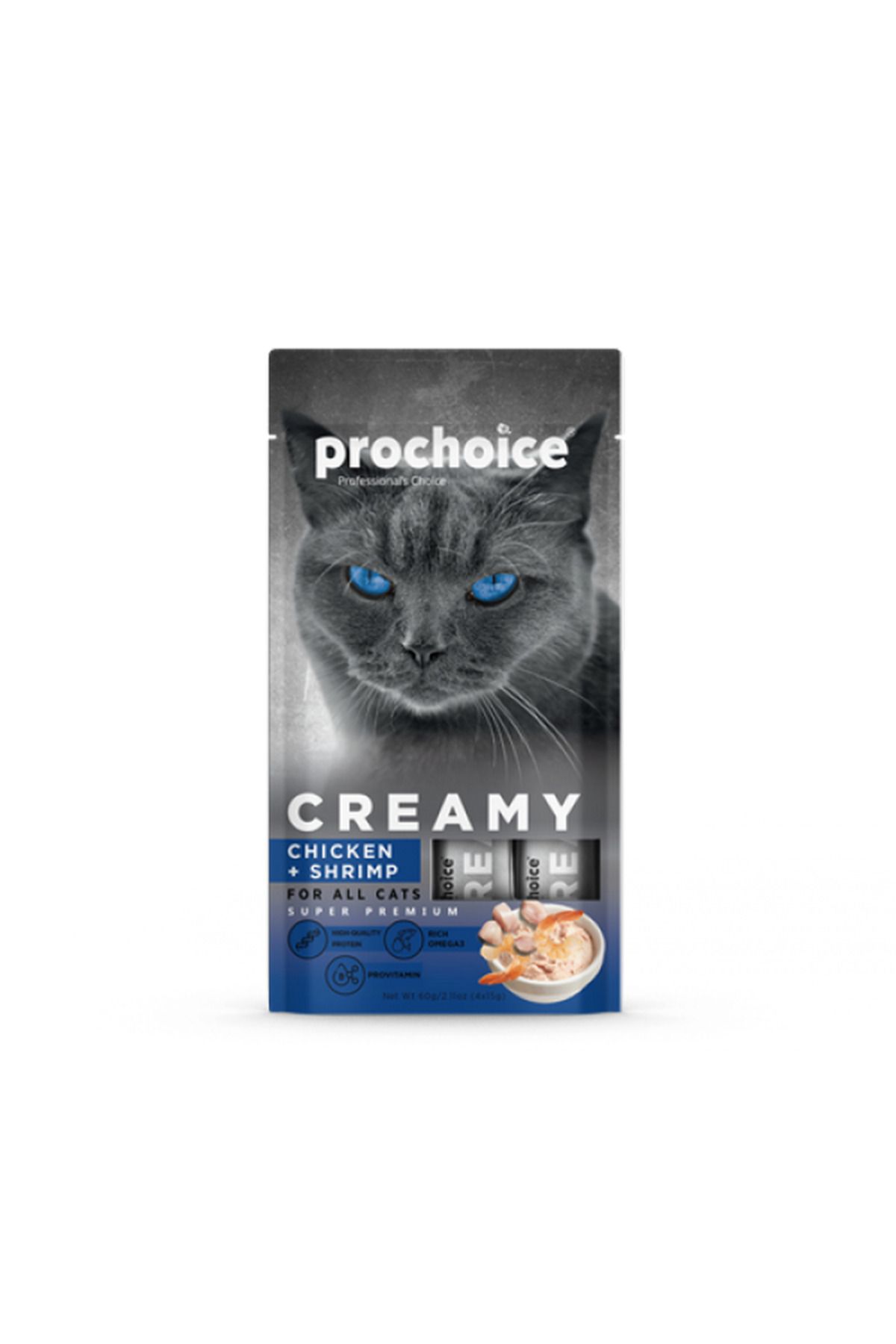 ProChoice 4x15 gr X 12 ADET Creamy Tavuklu ve Karidesli Sıvı Kedi Ödül Maması 673143