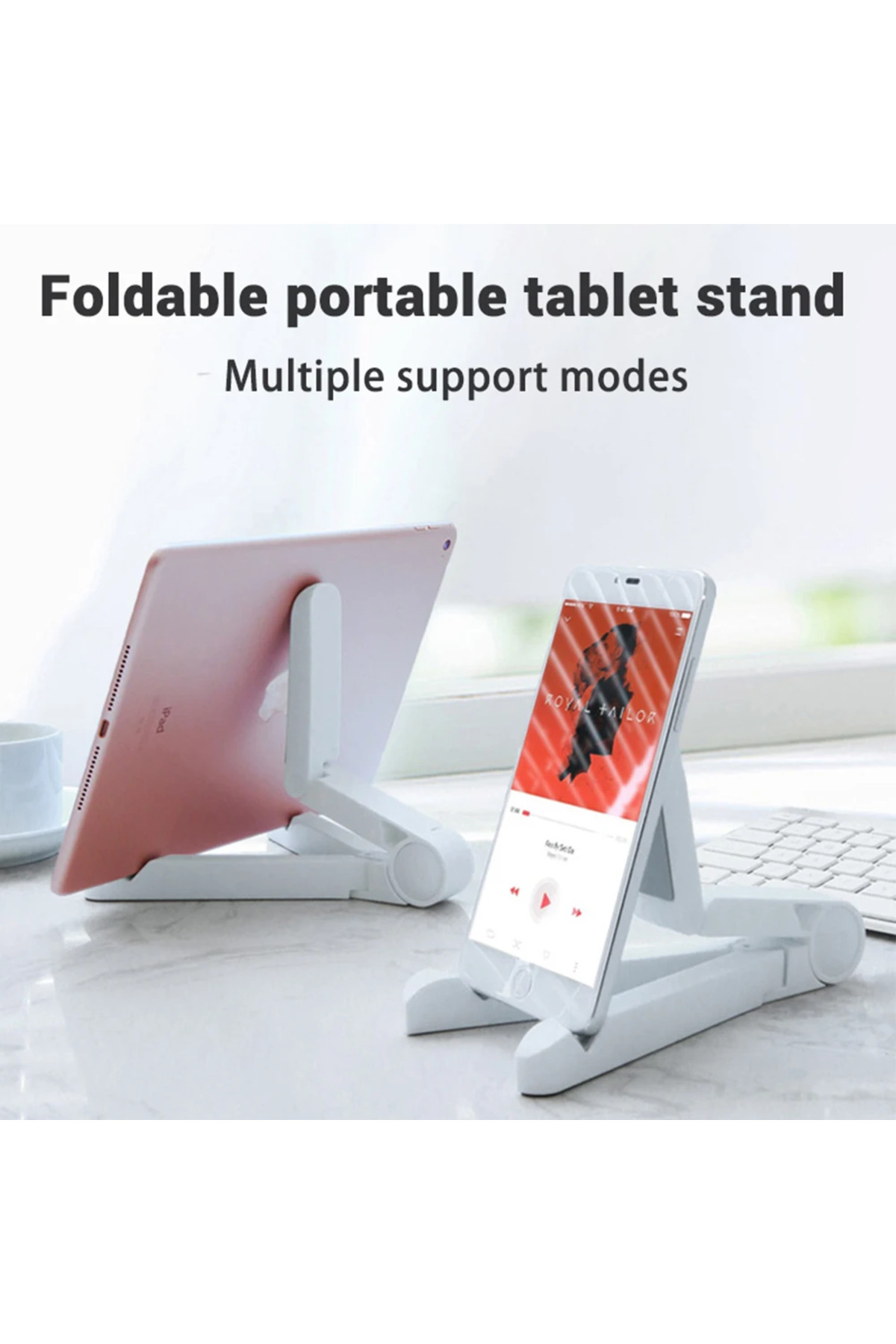 Choice1-Black Universal Tablet Holder Desktop Folding Simple Easy To Carry Mobile Phone Fixed Tablet Stand F 5