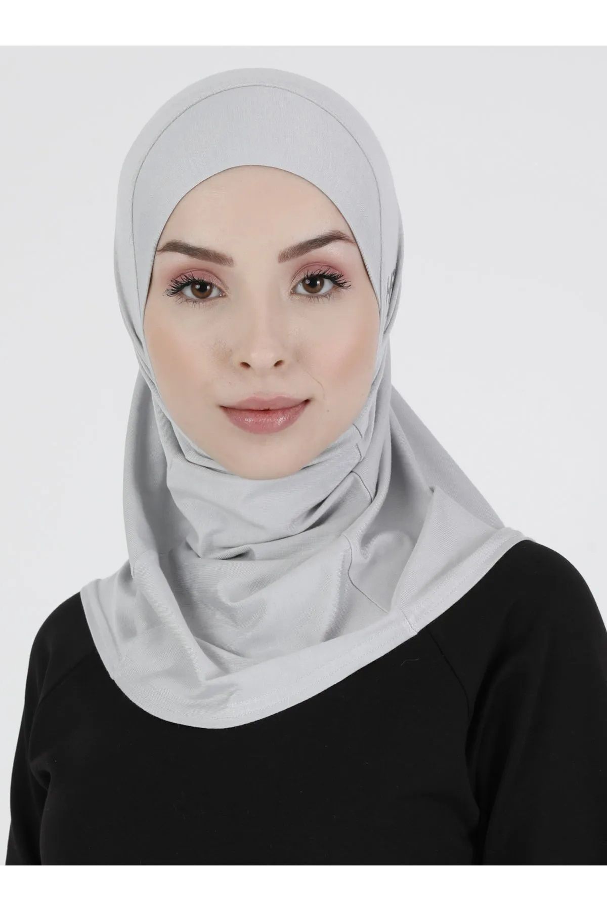 Ecardin Düz Spor Hijab - Premium Atletik Sporcu Hazır Konforlu Tesettür Sport Hijab Bone - Siyah