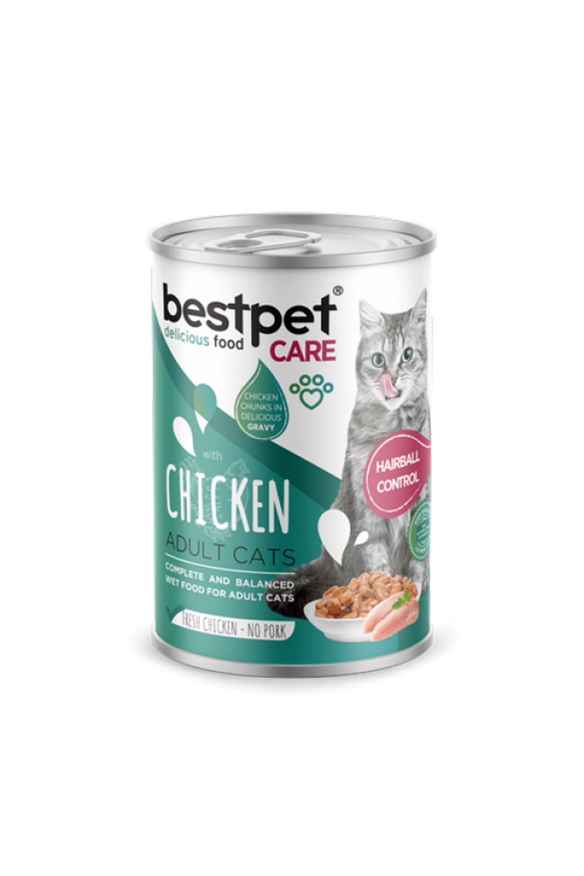 Bestpet 400 gr X 12 ADET Yetişkin Kediler İçin Tüy Yumağı Kontrolü Sağlayan Tavuk Eti P 403118