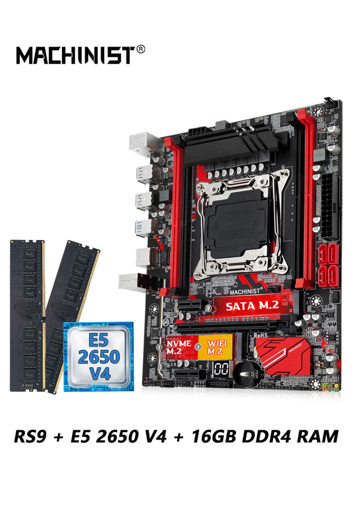 Choice-Motherboards Machinist Rs9 X99 Motherboard Kit Lga 2011-3 Set Xeon E5 2650 V4 Cpu Ddr4 16gb Ram Me 7