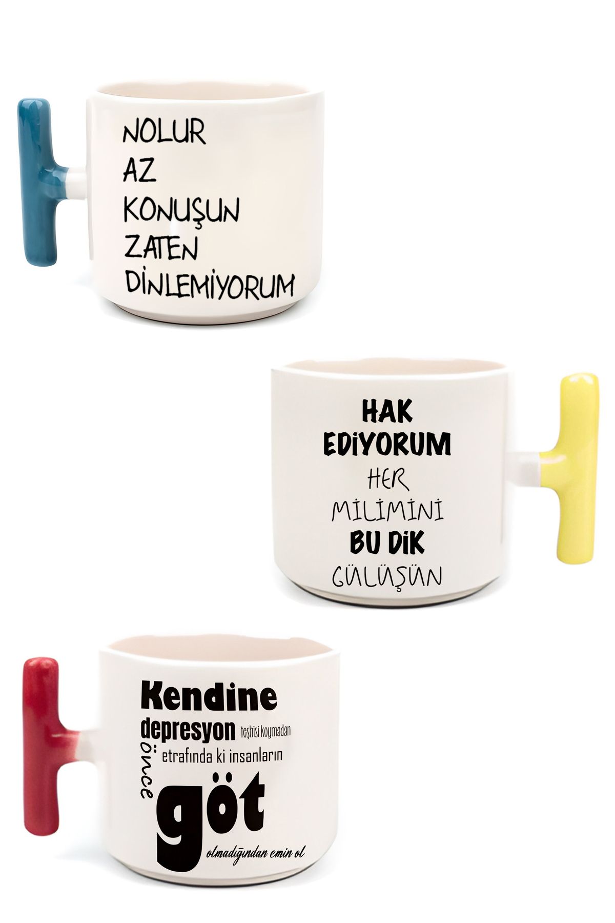 GünayStore KAHVE İÇERKEN EĞLENDİRECEK 3 ADET KOMİK YAZILI ARKADAŞA SEVGİLİYE HEDİYELİK 200 ML KUPA