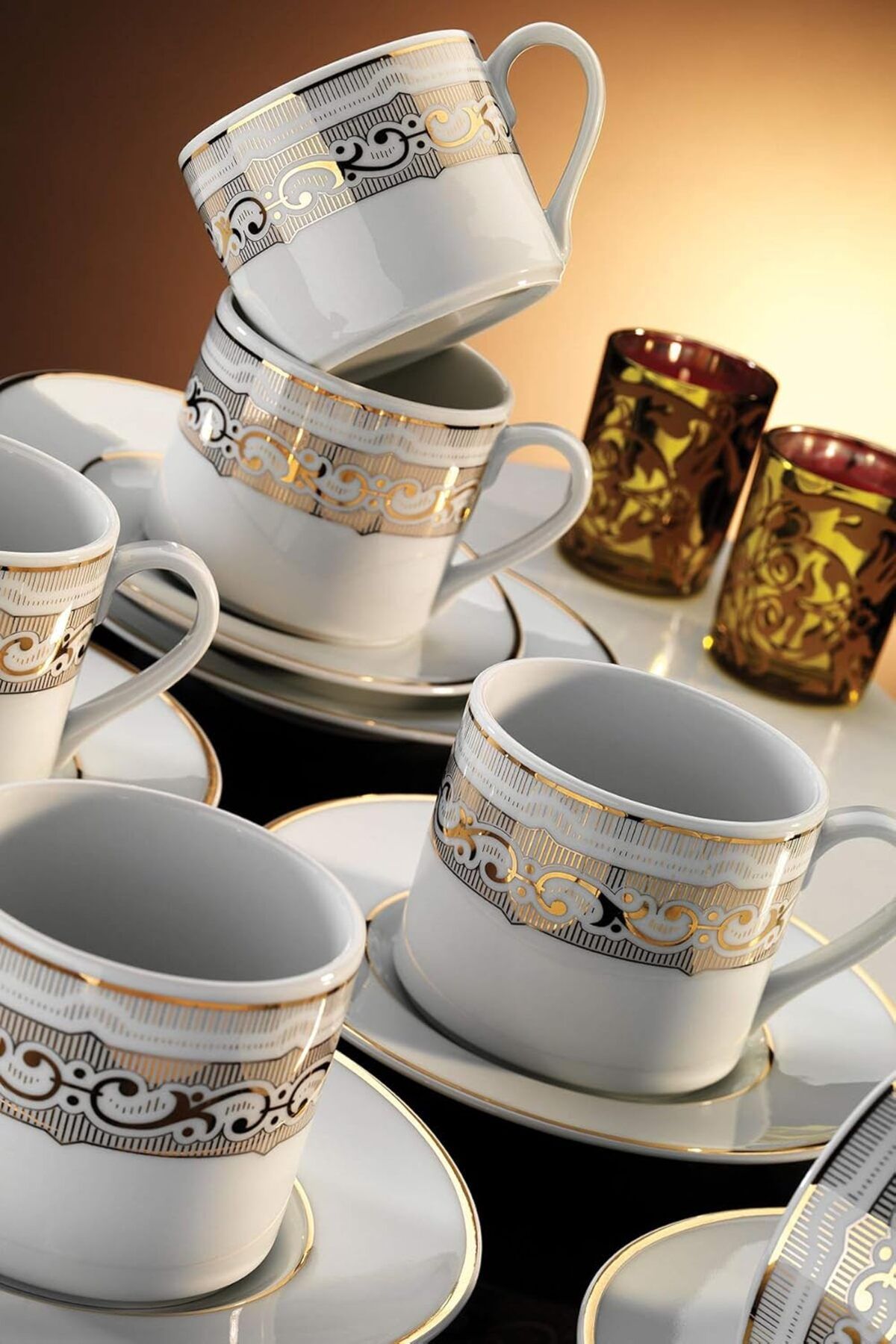 STOREMAX buymxx Porselen Rüya 7043 Desenli 12 Parça 6 Kişilik Kahve Fincan Takımı, 90 ml desiny 1082424