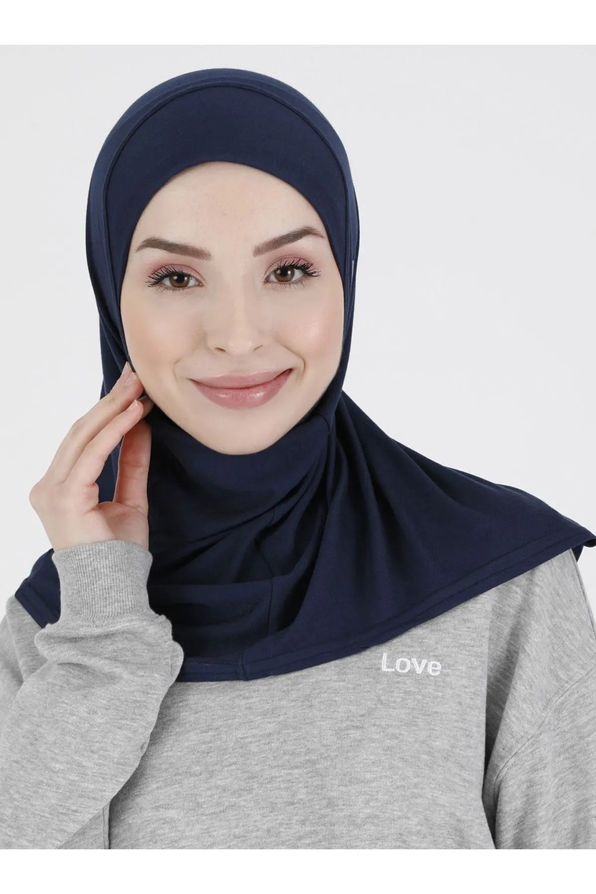 Ecardin Düz Spor Hijab - Premium Atletik Sporcu Hazır Konforlu Tesettür Sport Hijab Bone - Siyah