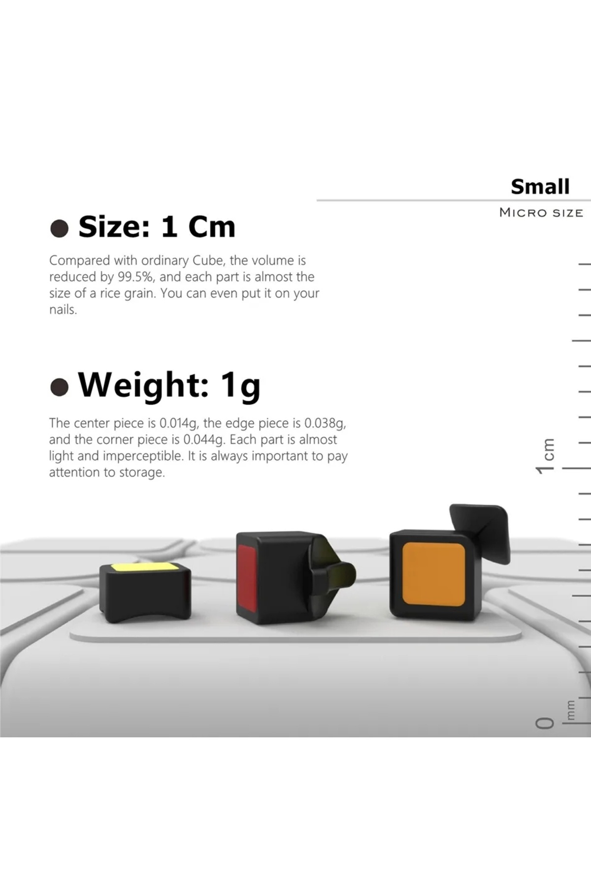 Choice-Cubelab 1cm Mini Magic Cube Tiny 3x3 Professional 1 CM Speed Cube Magic Cube Puzzle Blue Pink Bla... 3