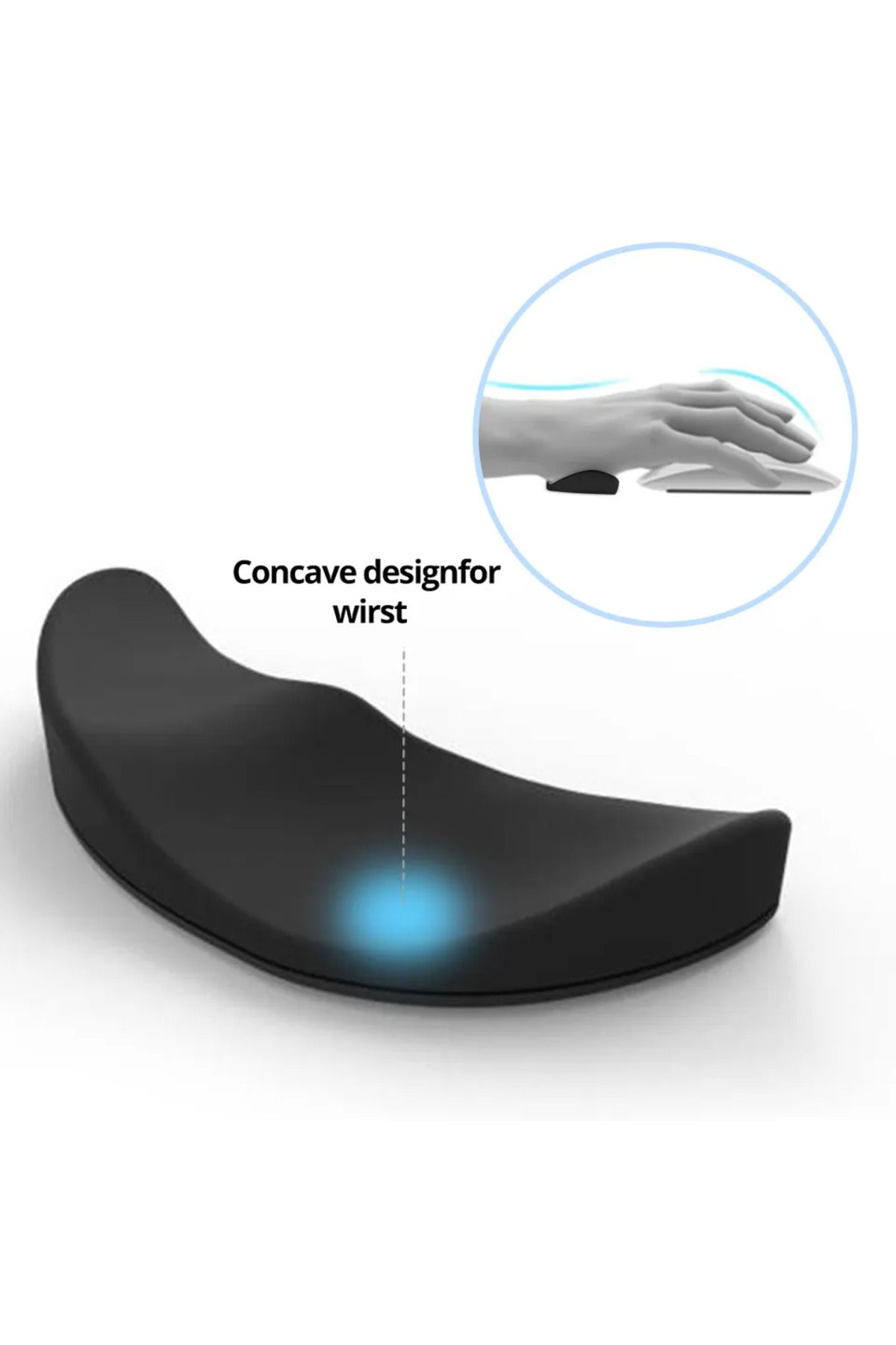 Choice-Black Ergonomic Handguard Mouse Palm Pad Silicon Gel Non-slip Streamline Wrist Rest Support Mat Comp 1