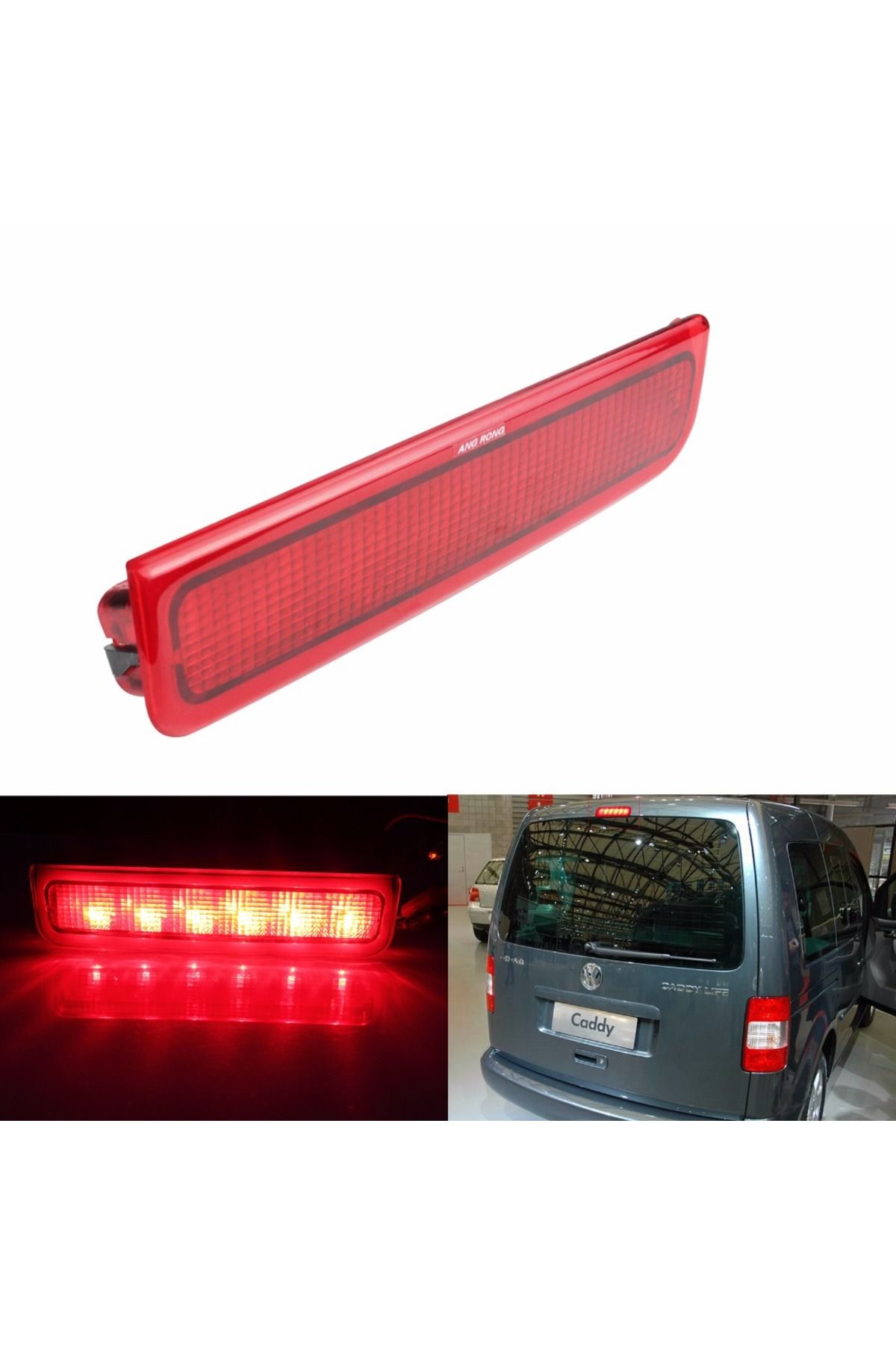 Choice-Red Red Angrong 1x Red Led Rear High Level Brake Stop Light Lamp For Vw Caddy Mk3 Box Estate 2004-2 6