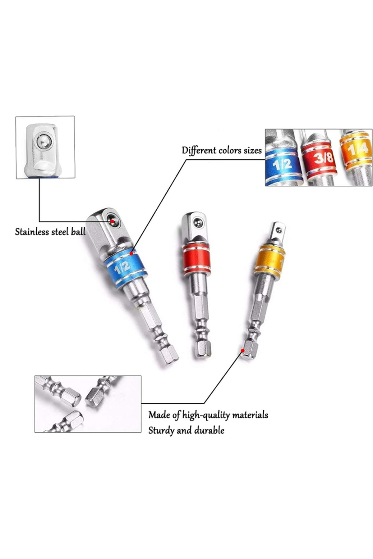 NIUXIANG-Internal Hexagonal Handle Universal Drill Bit Screwdriver Impact Socket Adapter Drill Bit Kit 1/4... 7