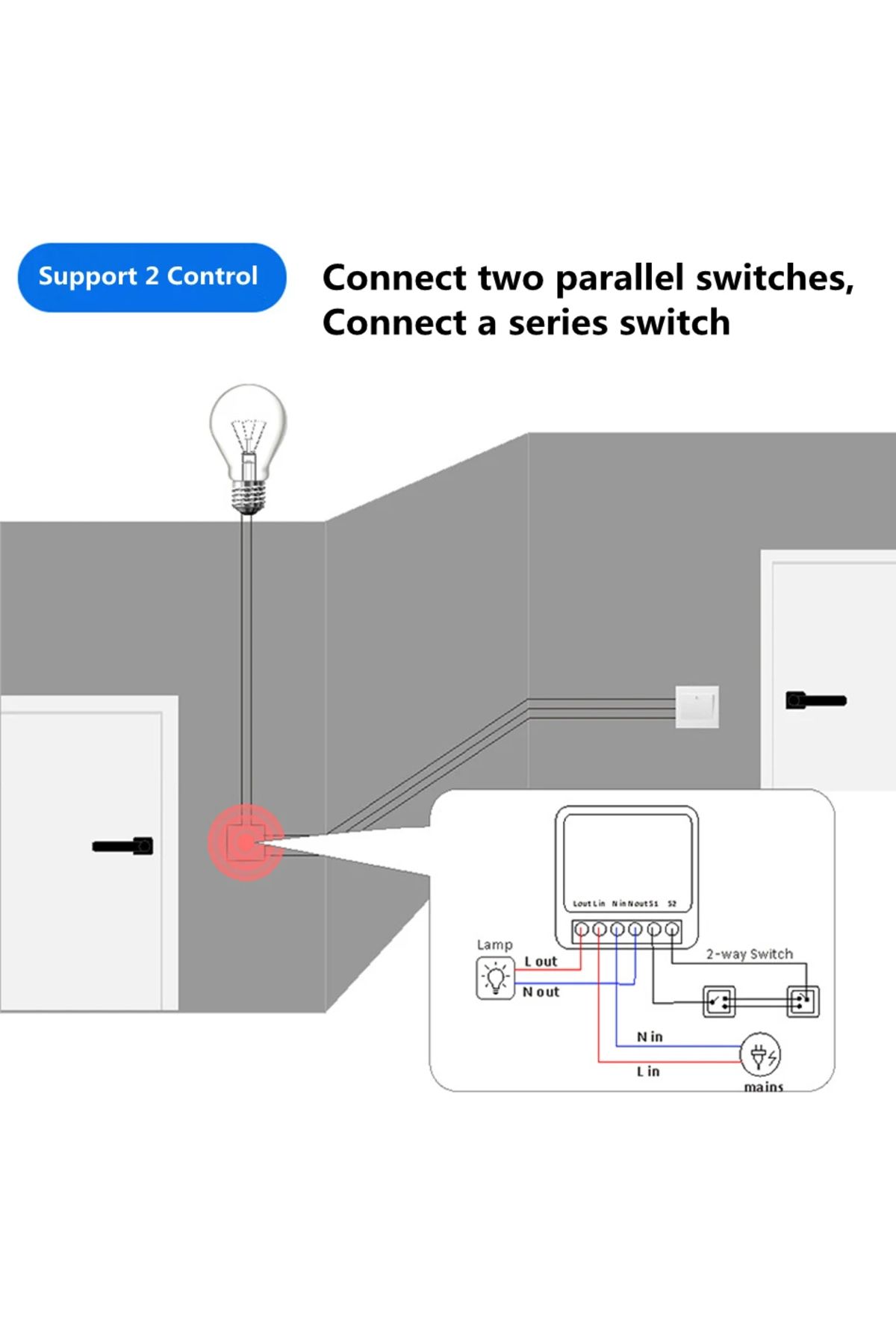 Szaoju-1pcs Tuya Wifi Smart Switch 16a Module 2-way Control Mini Switch Breaker Smart Life Work With Alexa 2
