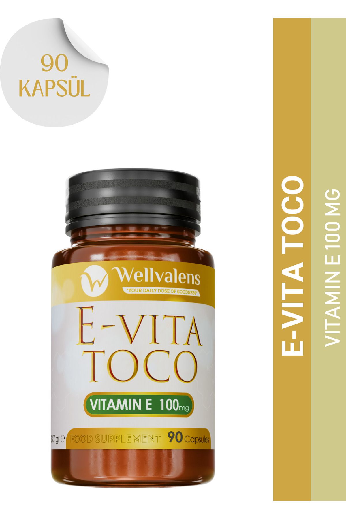 Wellvalens E-Vita Toco - E Vitamini 90 Kapsül ile Cilt, Antioksidan ve Bağışıklık Desteği