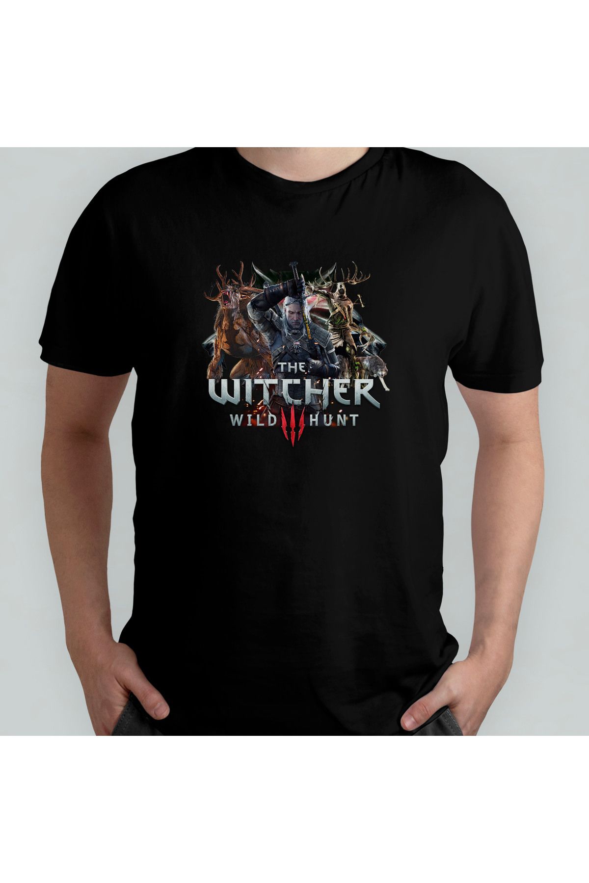 Pixxa The Witcher 3 Wild Hunt %100 Pamuklu Bisiklet Yaka T-Shirt Model 4