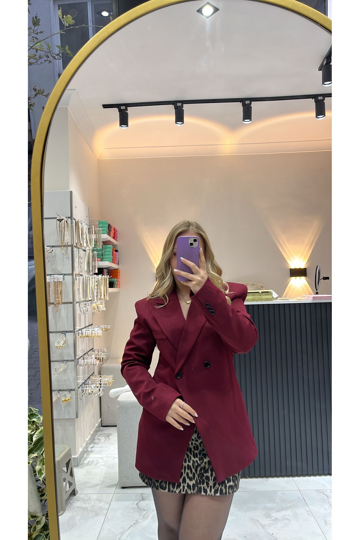 NORA BUTİK Bordo Blazer Ceket