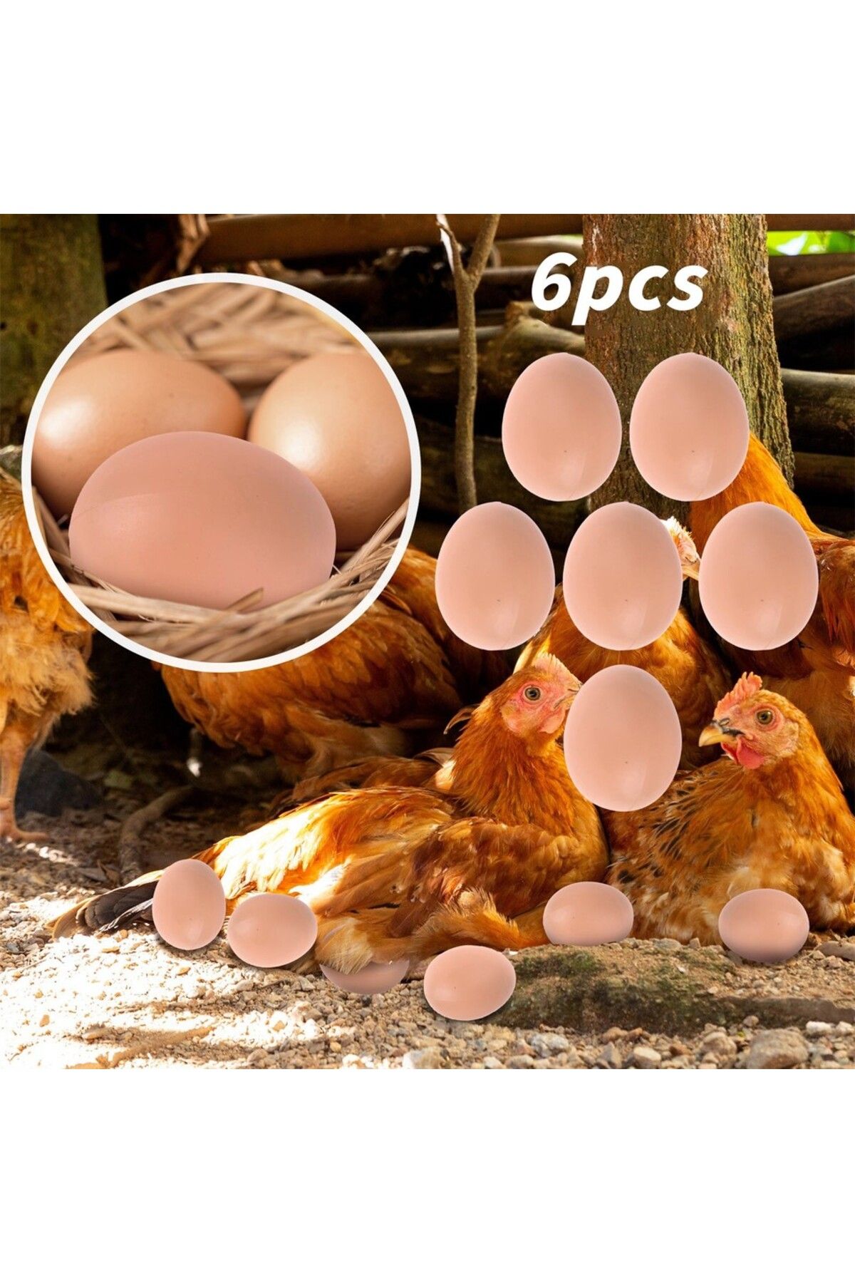 Choice-As Shown 6pcs Plastic Eggs Chicken House Small Fake Eggs Farm Animal Supplies Cages Accessories Guid 1