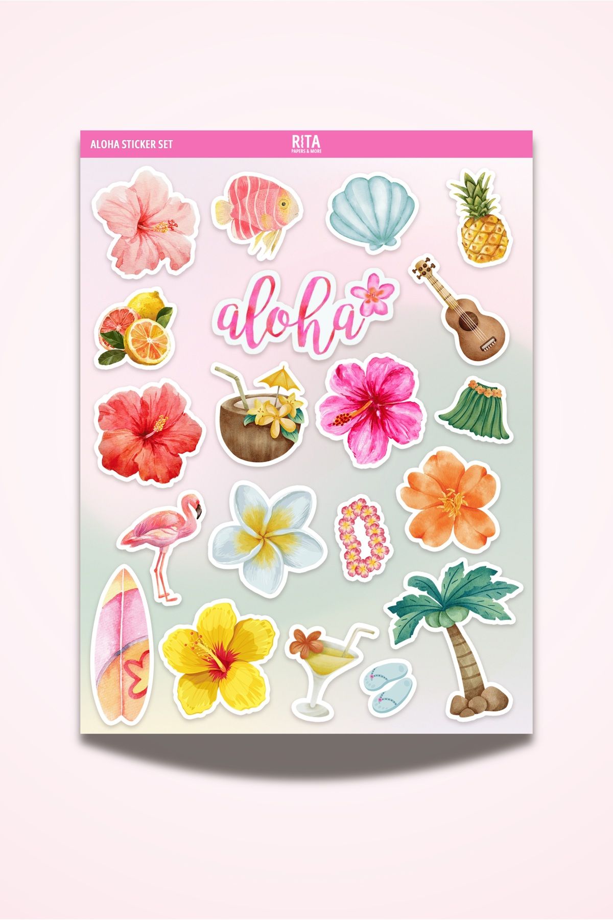 Rita Papers Aloha Sticker Seti Planner Journal Laptop Pinterest It Girl Aesthetic 20 Adet