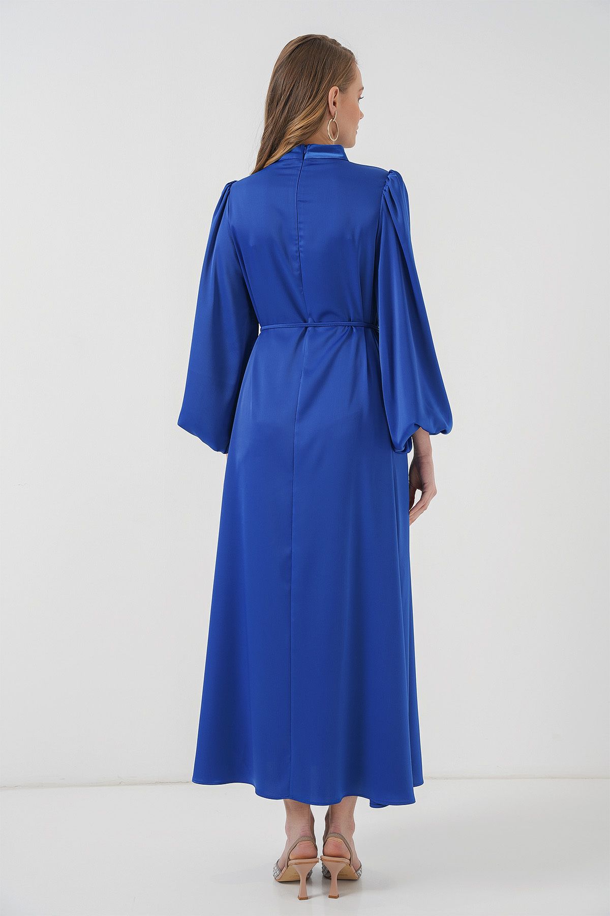 Bigdart-Satin Hijab Evening Dress - 2510 Model, Sax Color 6