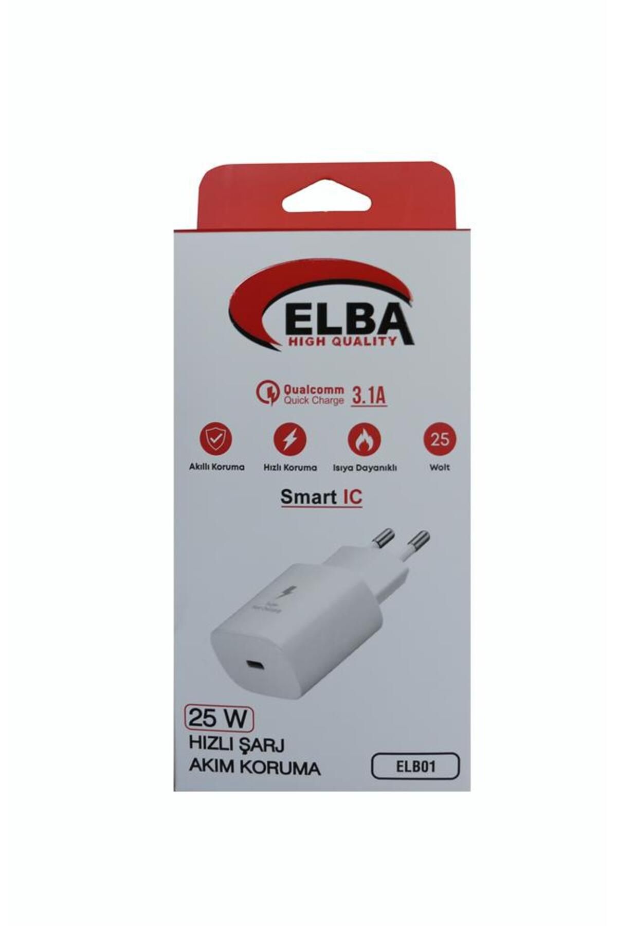 ELBA ELB42 Beyaz 25W Şarj Kafa+ İphone Kablo USB-C PD3.0-QC4.0(Akım Koruma-Hızlı Şarj-)