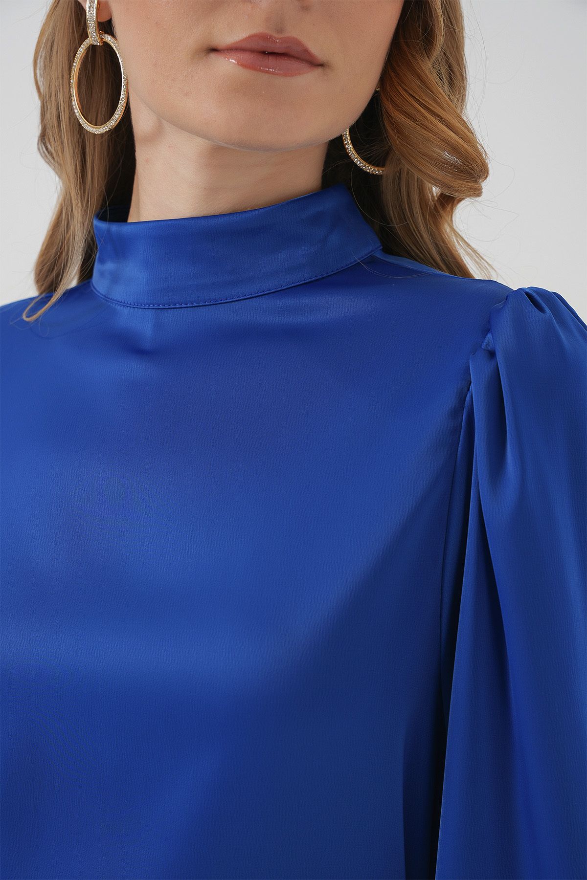 Bigdart-Satin Hijab Evening Dress - 2510 Model, Sax Color 5
