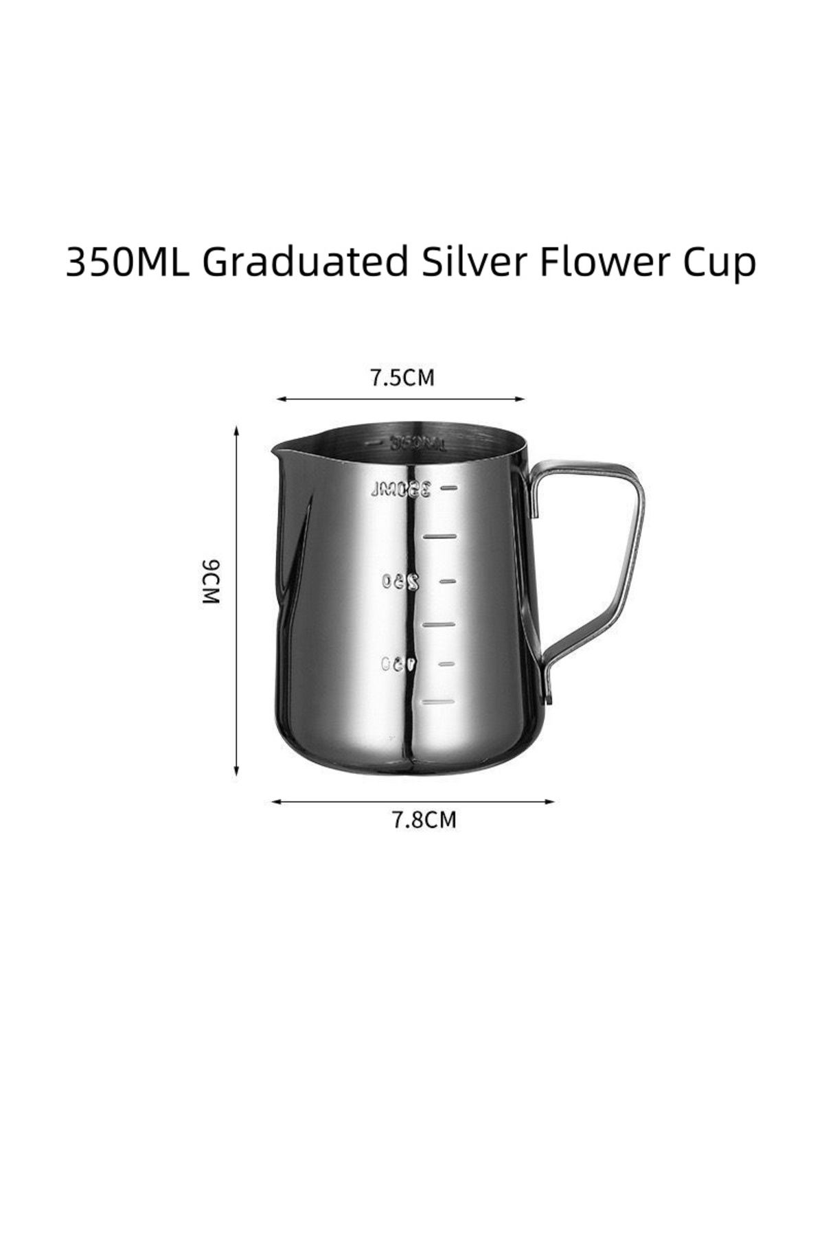 Choice-350ml 350-550ml Stainless Steel Flower Cup Thickened Pointed Mouth With Scale Flower Milk Bubble Tan 1