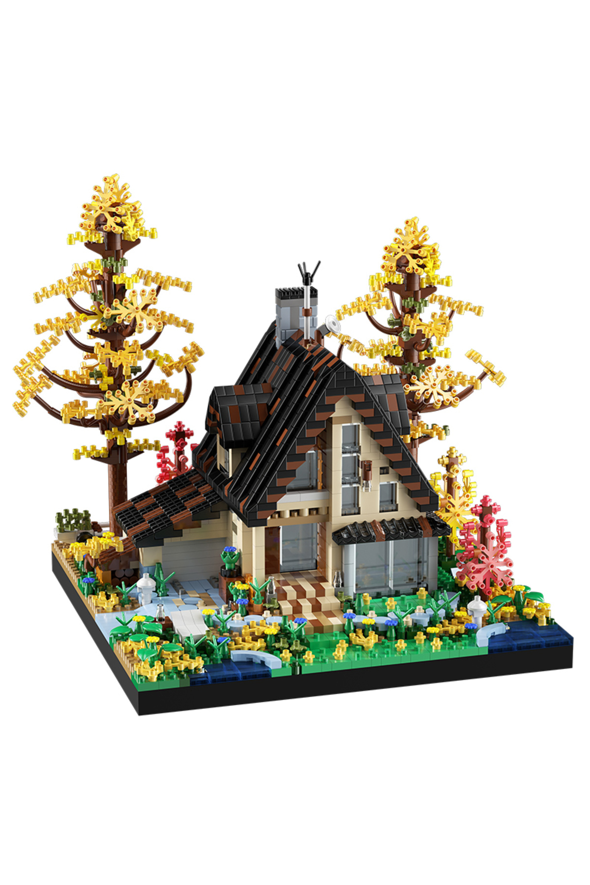 بدون جعبه ۲۶۳۵ قطعه خانه چوبی جنگلی بلوک‌های ساختمانی مدل کلبه آجرهای شهر نمای خیابان کودک