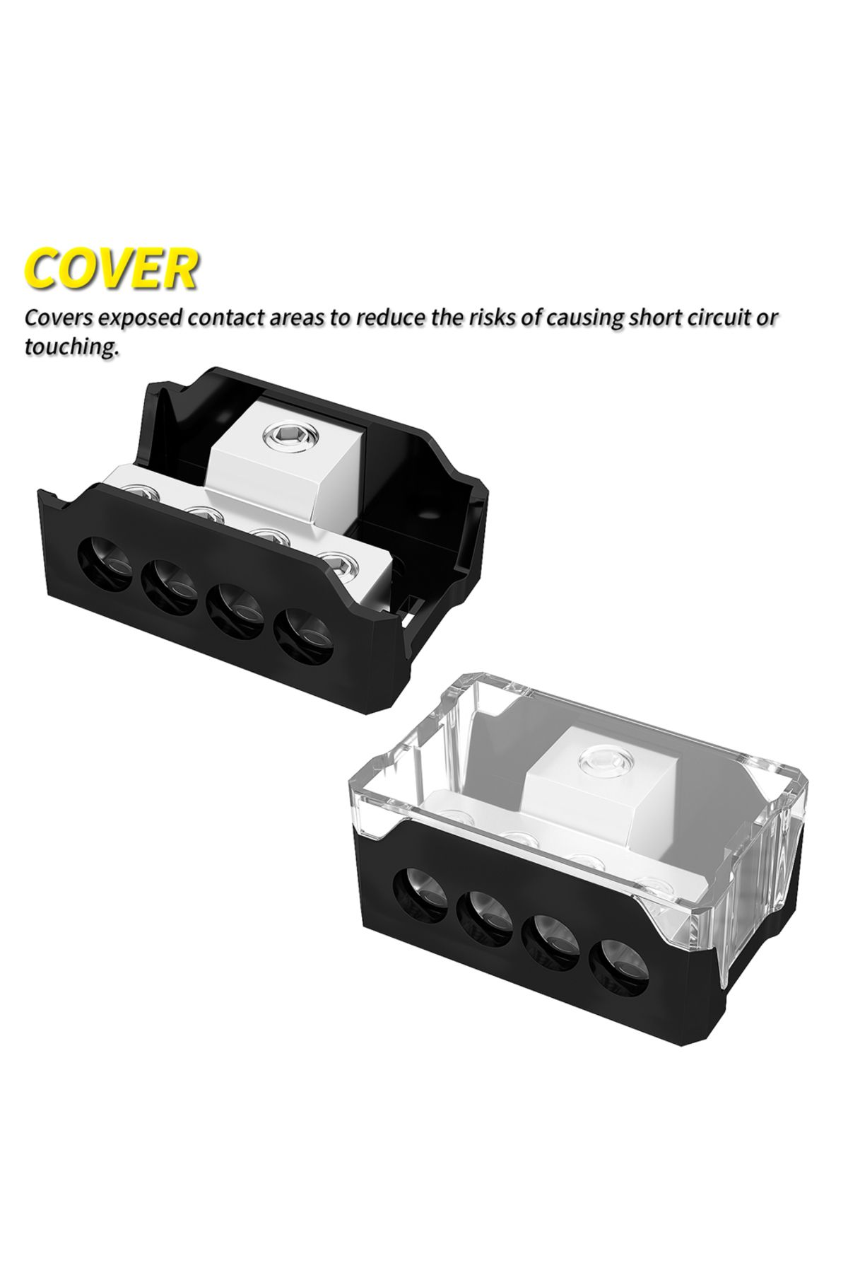 Daiertek-4 Way Audio Power Distribution Block 1x 0/2/4 AWG Gauge in 4X 4/8/10 Gauge Out Ground Distributor... 5